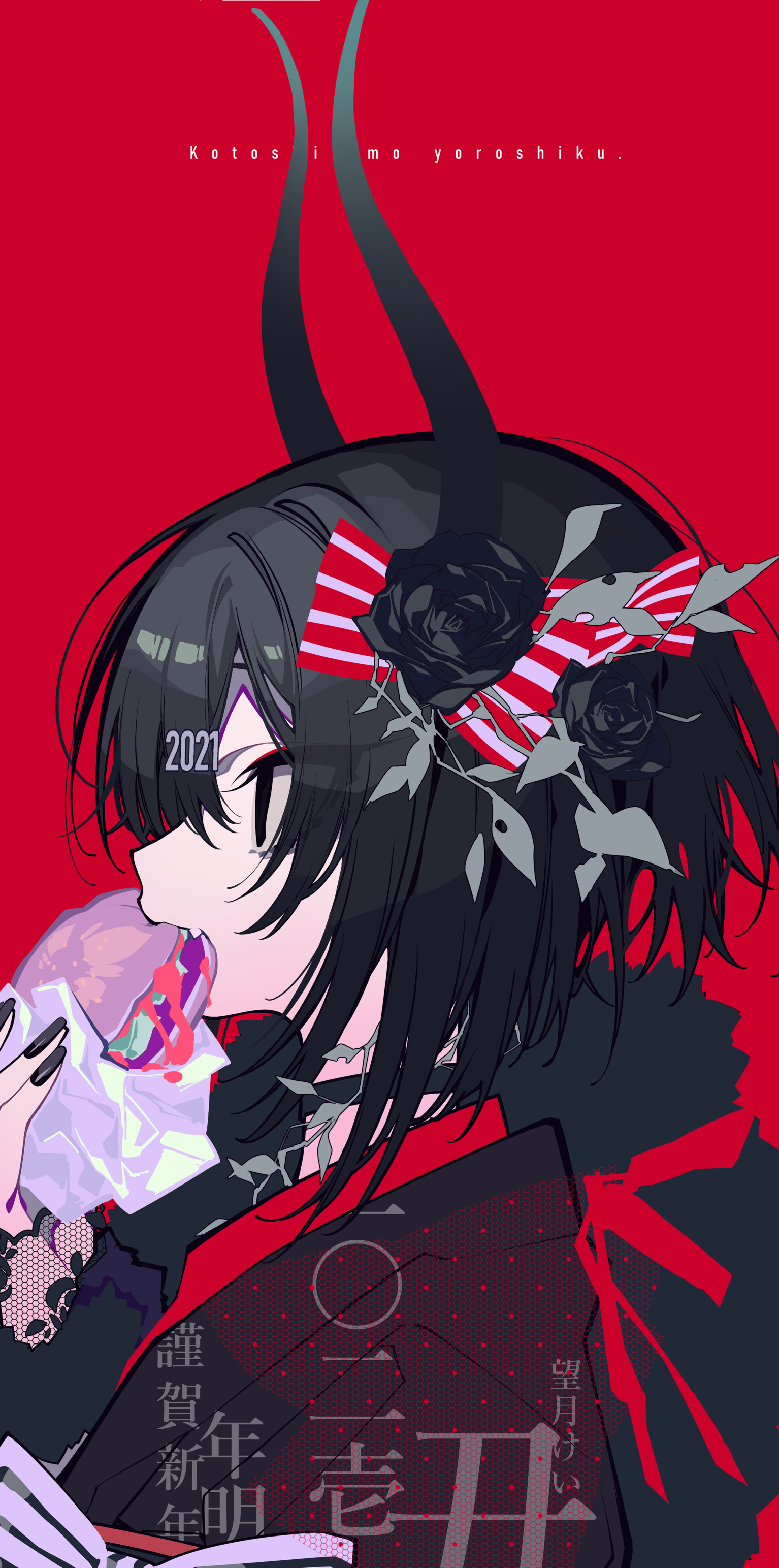 Anime Anime Girls Digital Art Artwork 2D Portrait Display Vertical Red Background 2021 Year Dark Hai 1534x3087