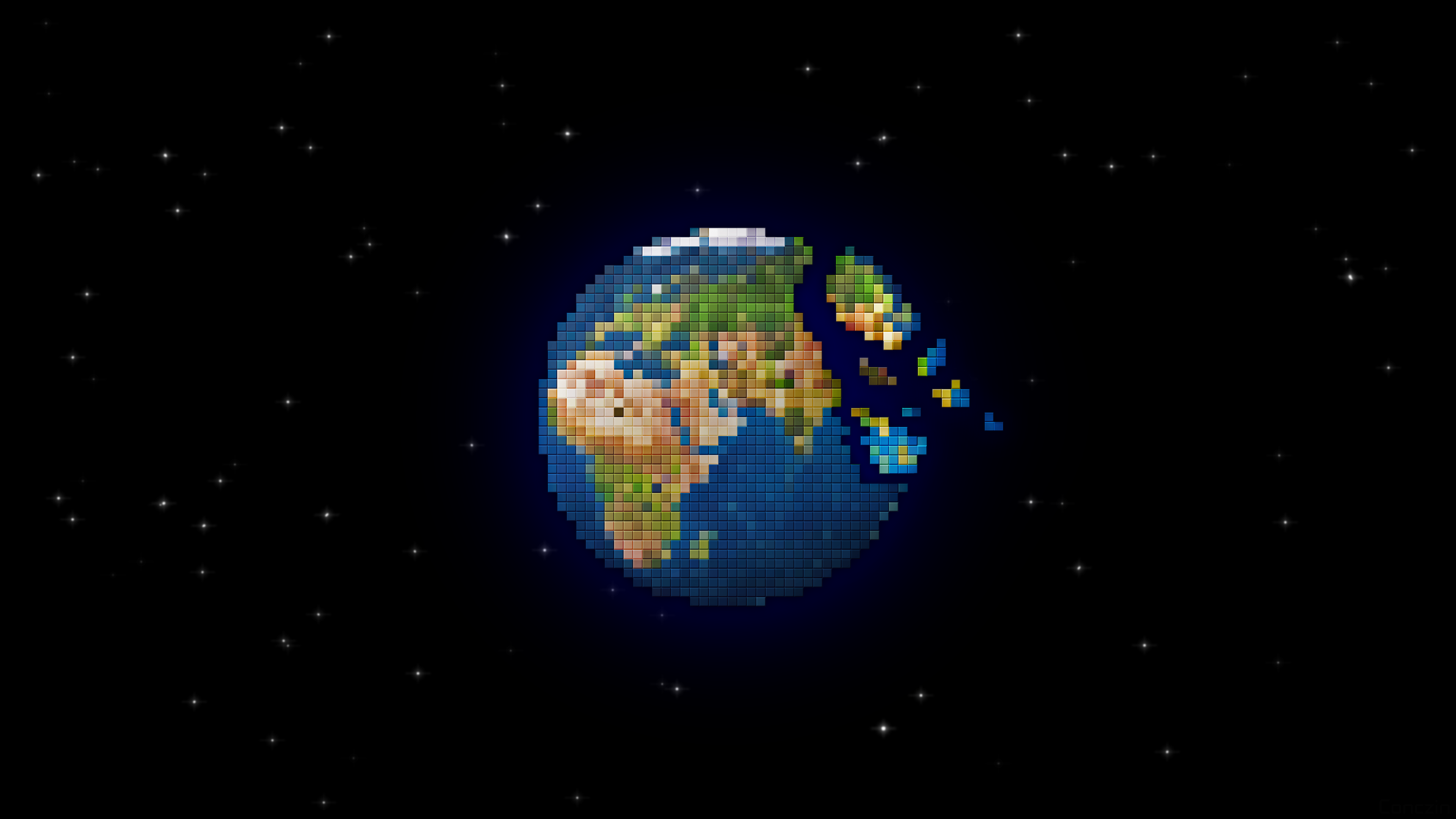 Earth Pixel Art Planet Space 3840x2160