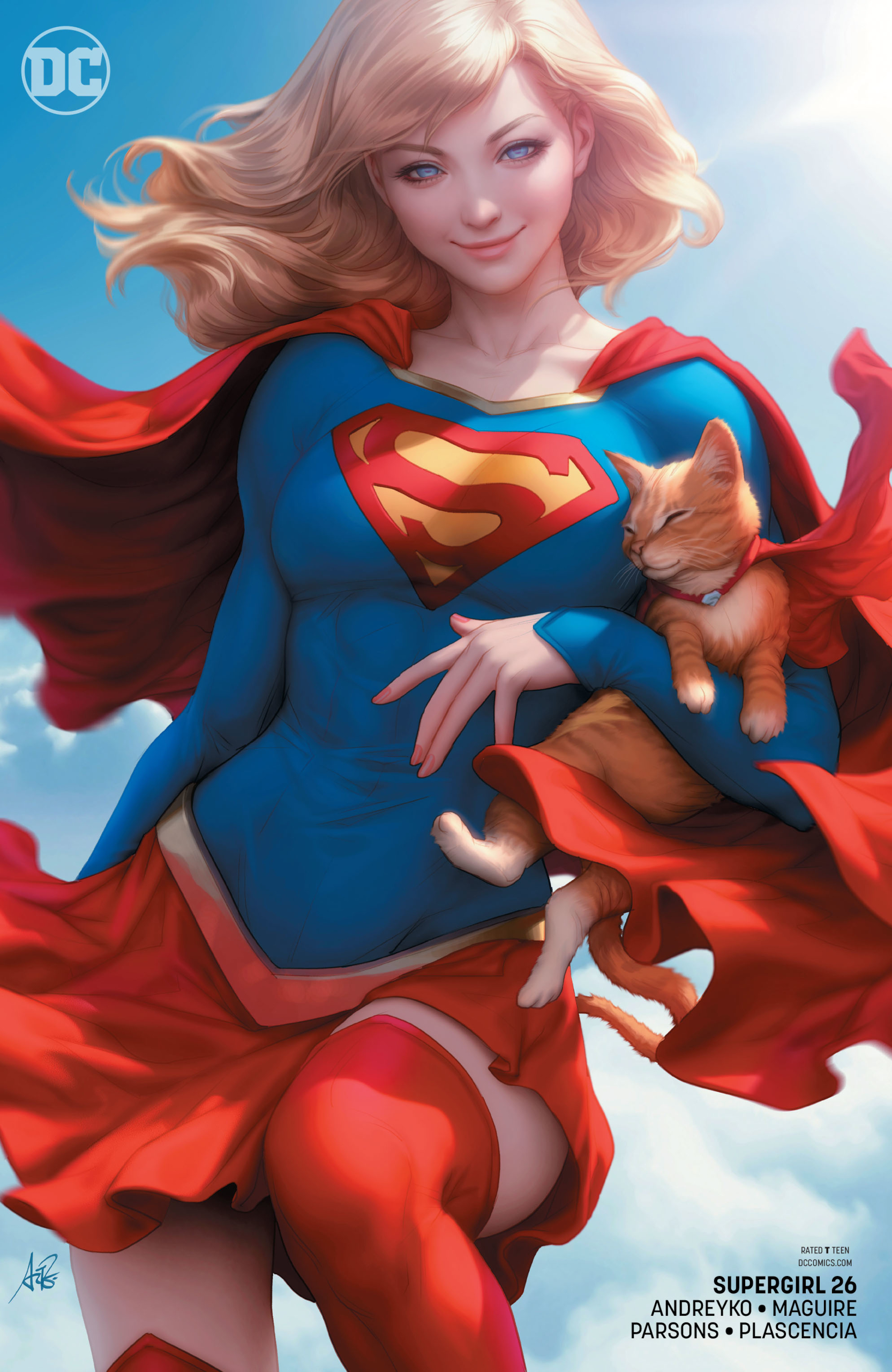 Supergirl DC Comics Superheroines Superhero Blonde Artwork Cats Poster Portrait Display Artgerm 1665x2560