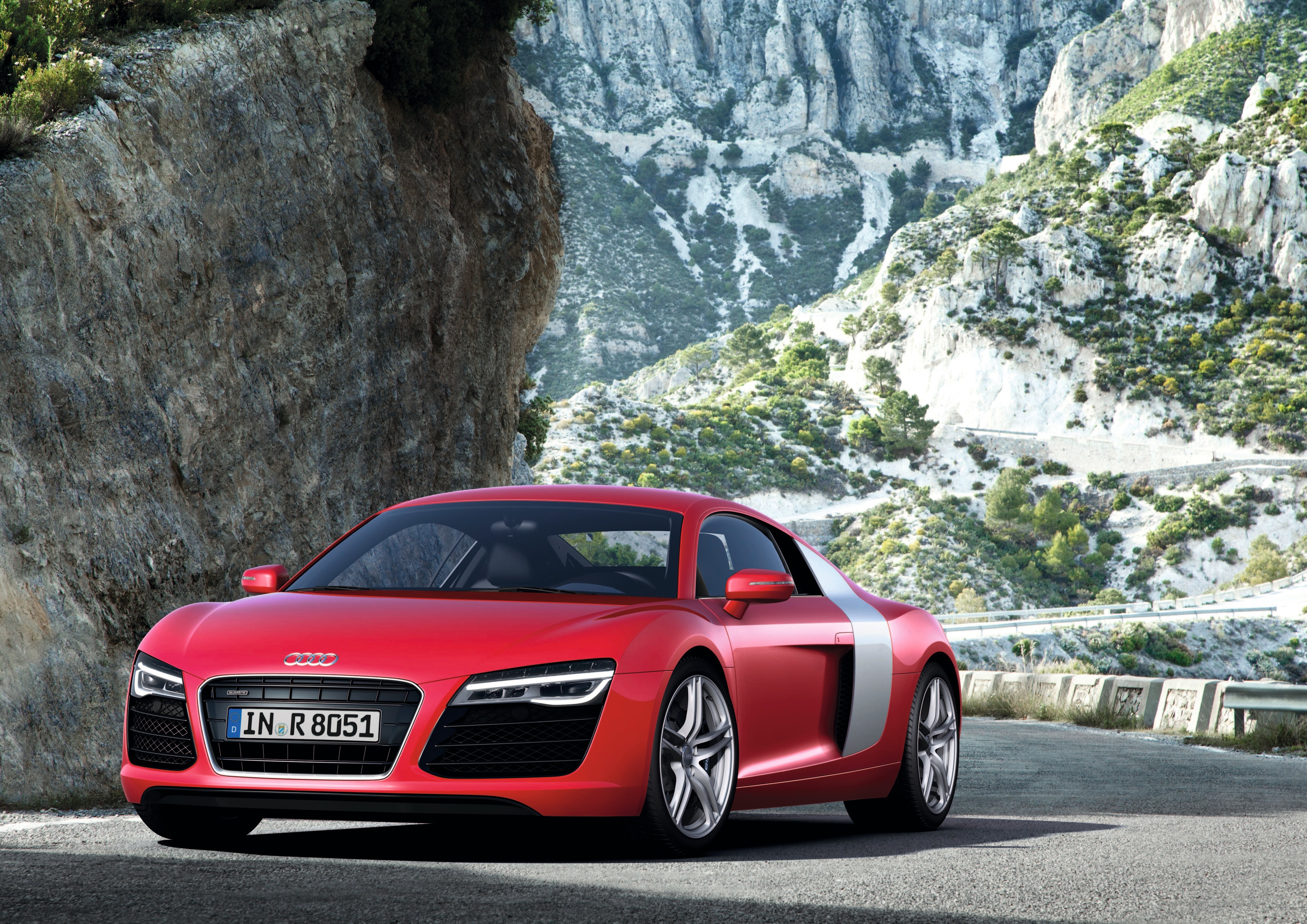 Audi R8 Coupe Red Car Road Sport Car 4961x3508
