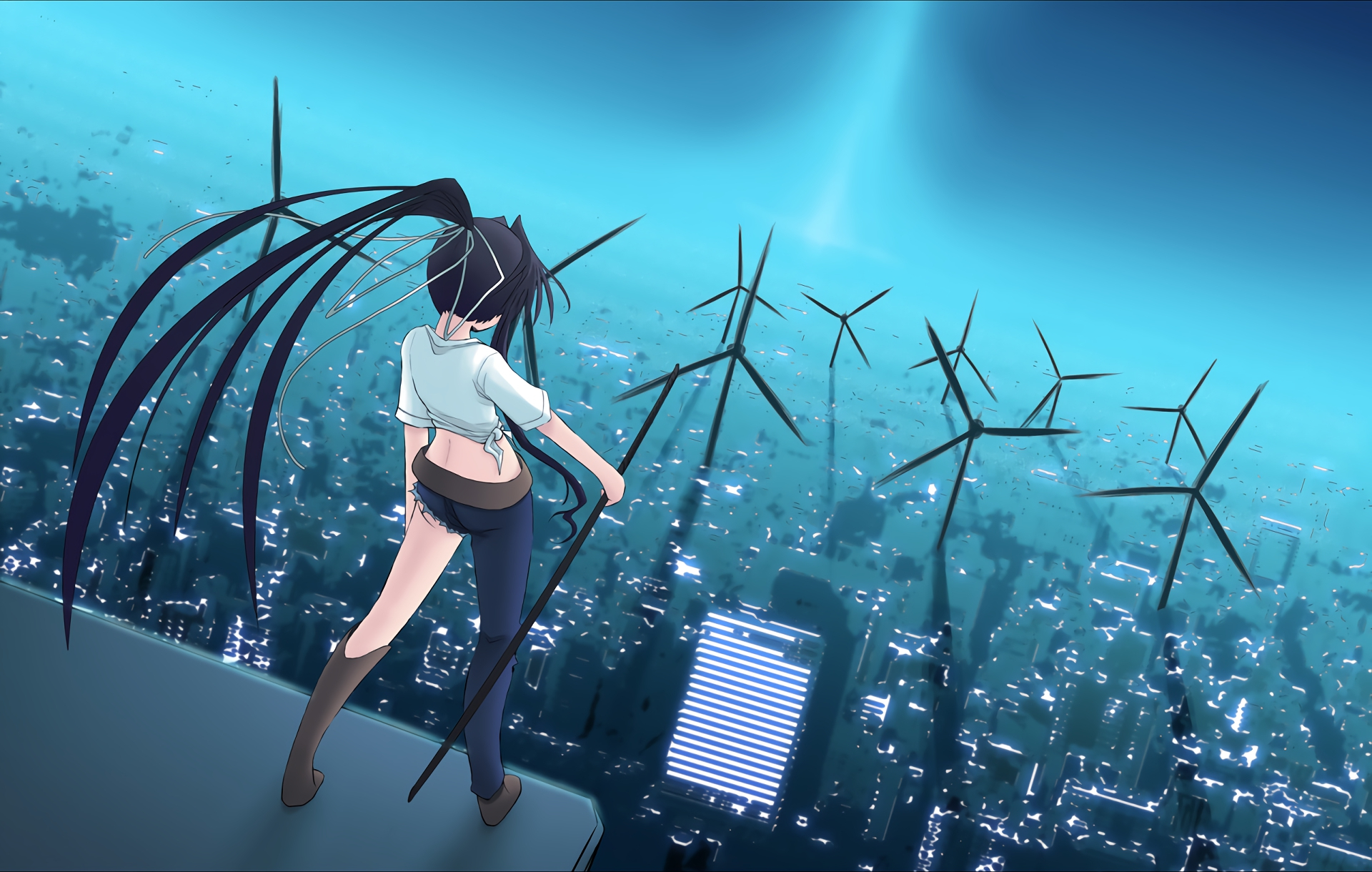 Kanzaki Kaori To Aru Majutsu No Index Anime Girls Anime Cityscape Rooftops Sky Torn Clothes Ripped C 1920x1220