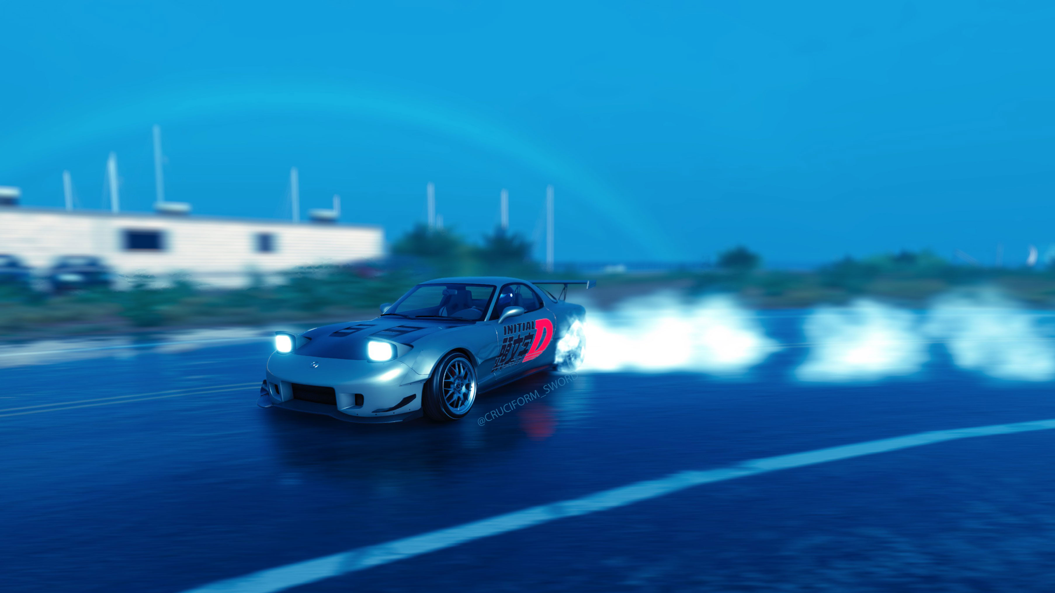 Drift Drift Cars Mazda RX 7 The Crew 2 In Game Screen Shot Video Games Game Poster Initial D Mazda M 3612x2032