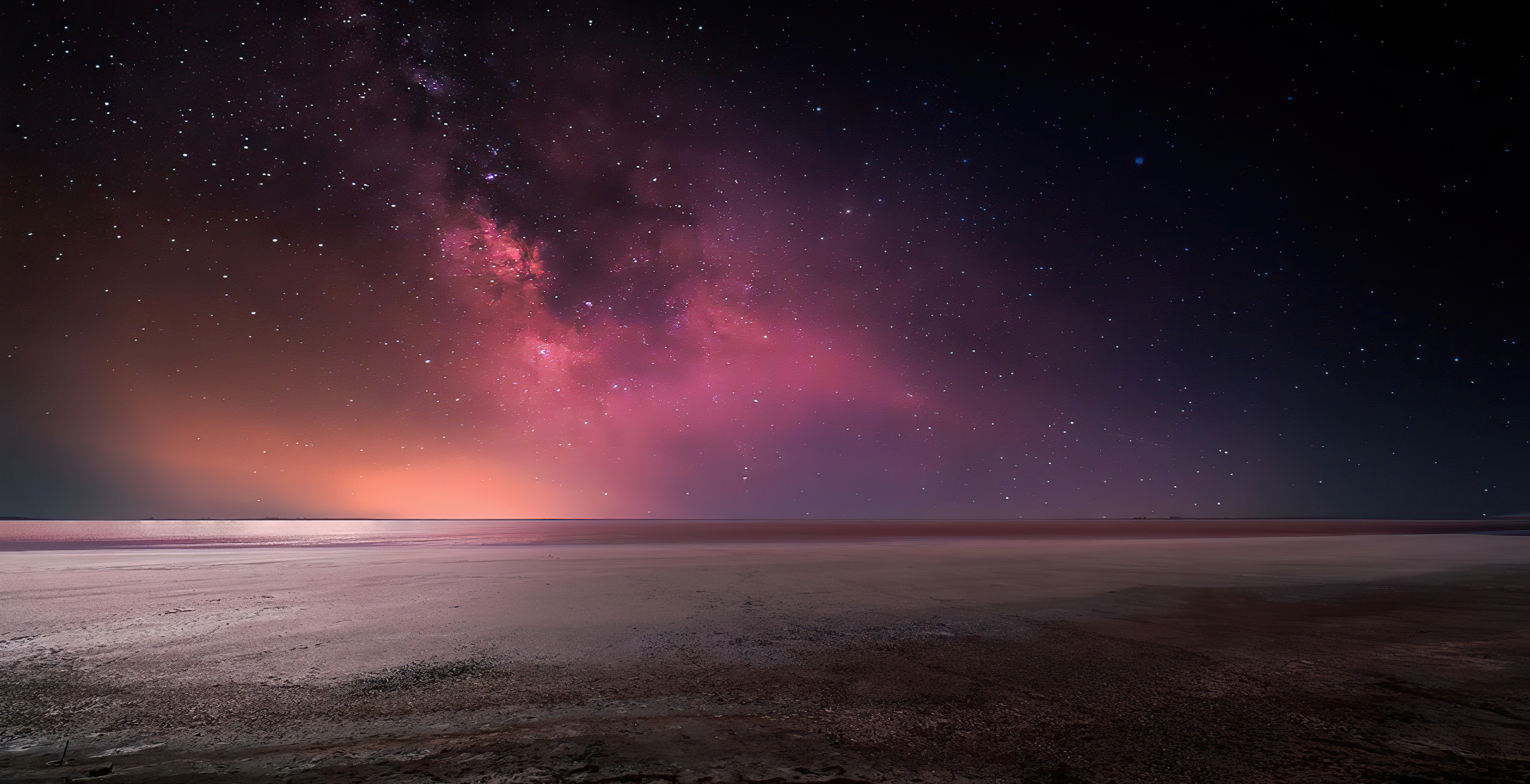 Crimea Lagoon Milky Way Stars Syvash 3840x1968