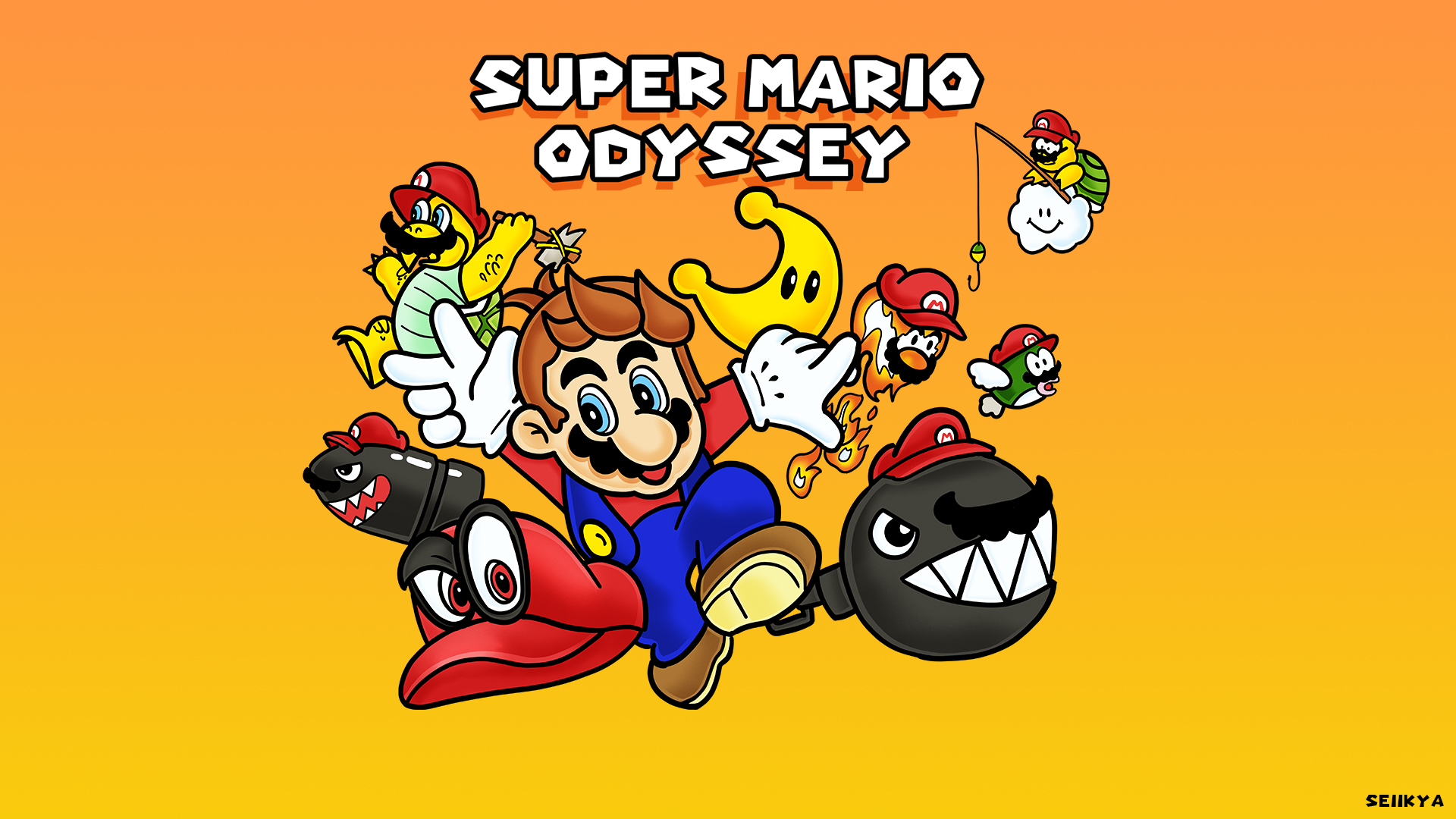 Mario Character Mario Series SNES Super Nintendo Retro Games Video Games Video Game Art 1920x1080