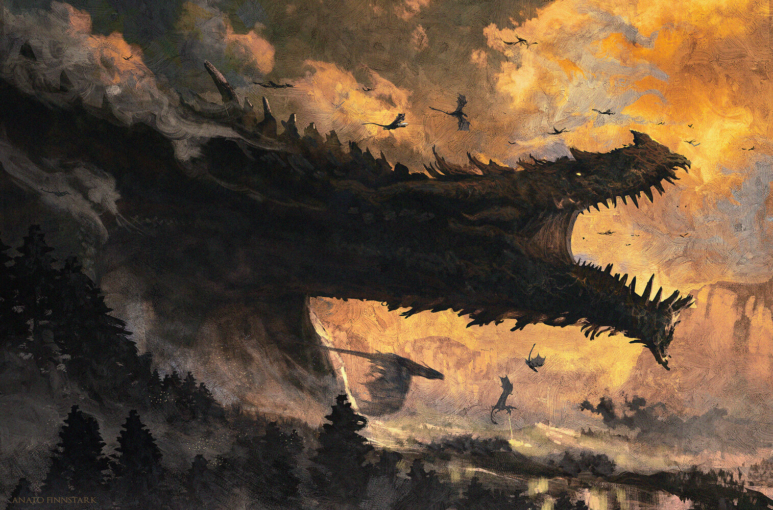 Fantasy Art Artwork The Lord Of The Rings The Silmarillion Dragon Middle Earth Ancalagon The Black A 1514x1000