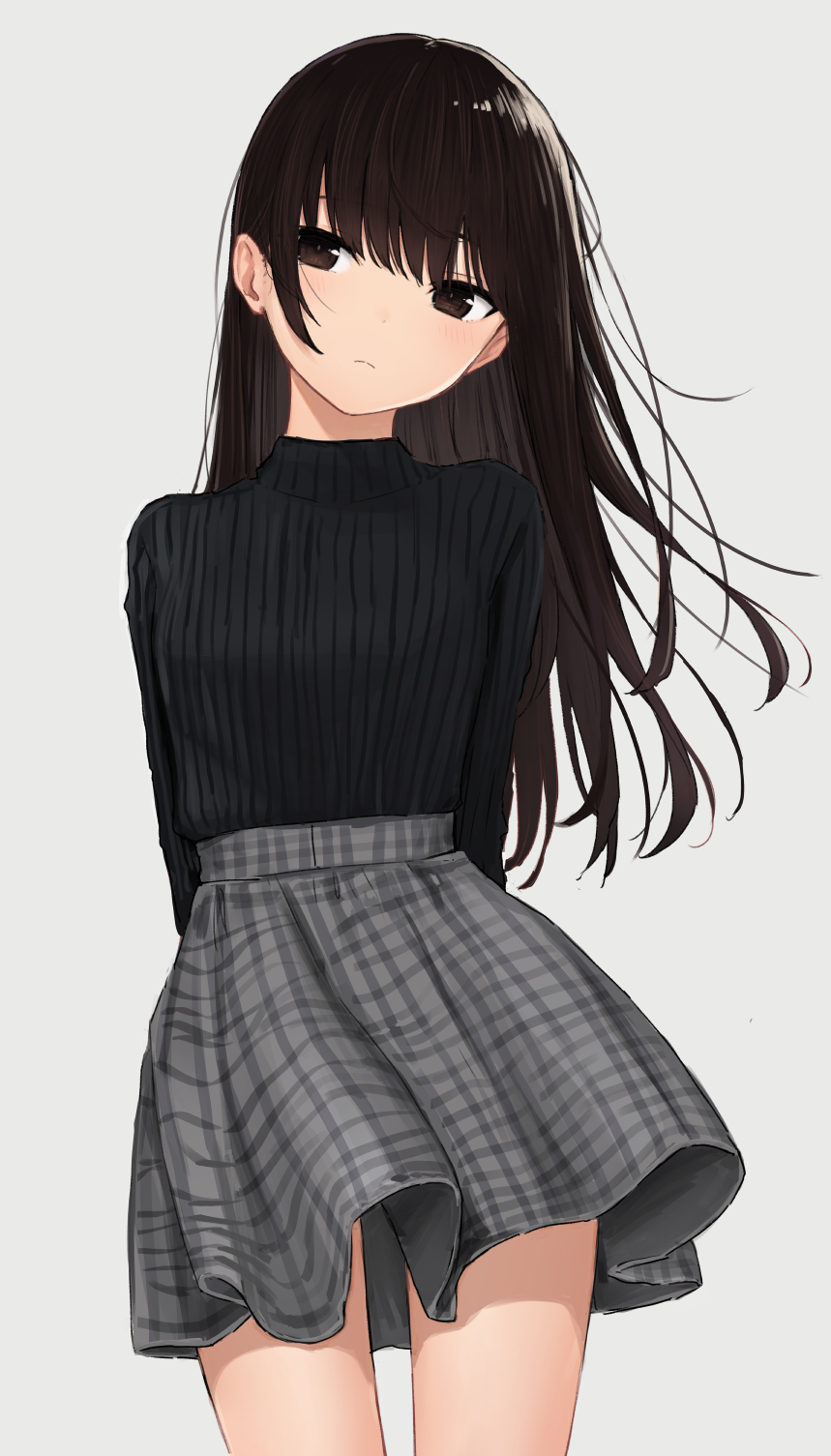 HD wallpaper: anime, anime girls, long hair, sweater, brunette, brown eyes  | Wallpaper Flare