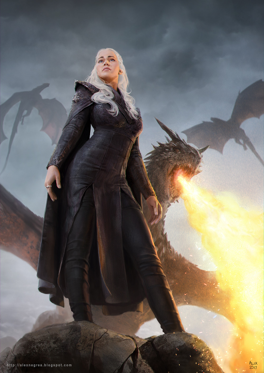 TV Series Game Of Thrones Daenerys Targaryen Dragon Creature Fire Fantasy Art Fantasy Girl Women Loo 1000x1415