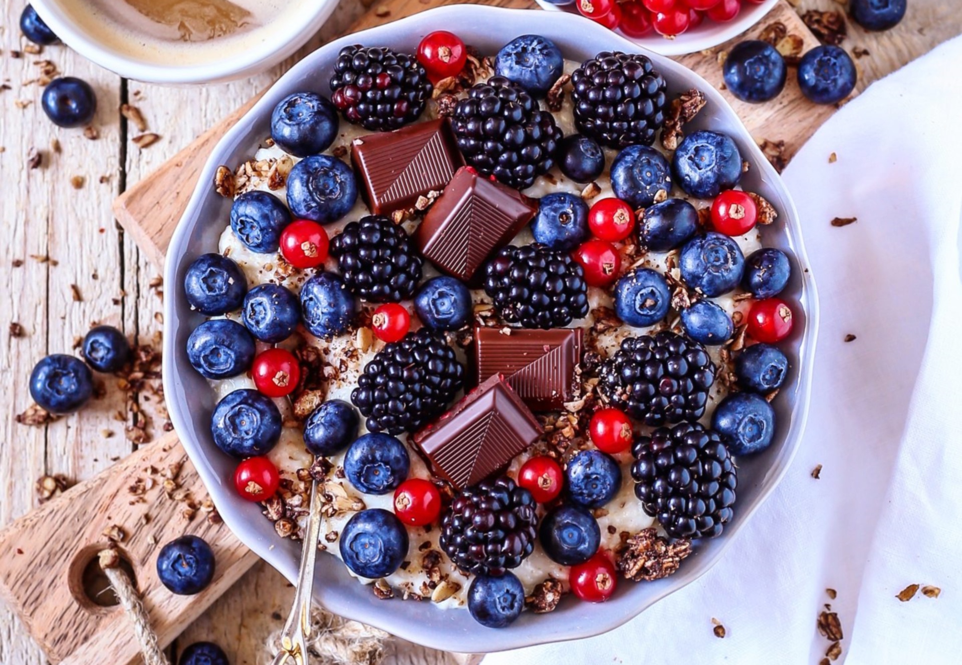 Berry Blackberry Blueberry Breakfast Chocolate Currants Fruit Still Life 1920x1329