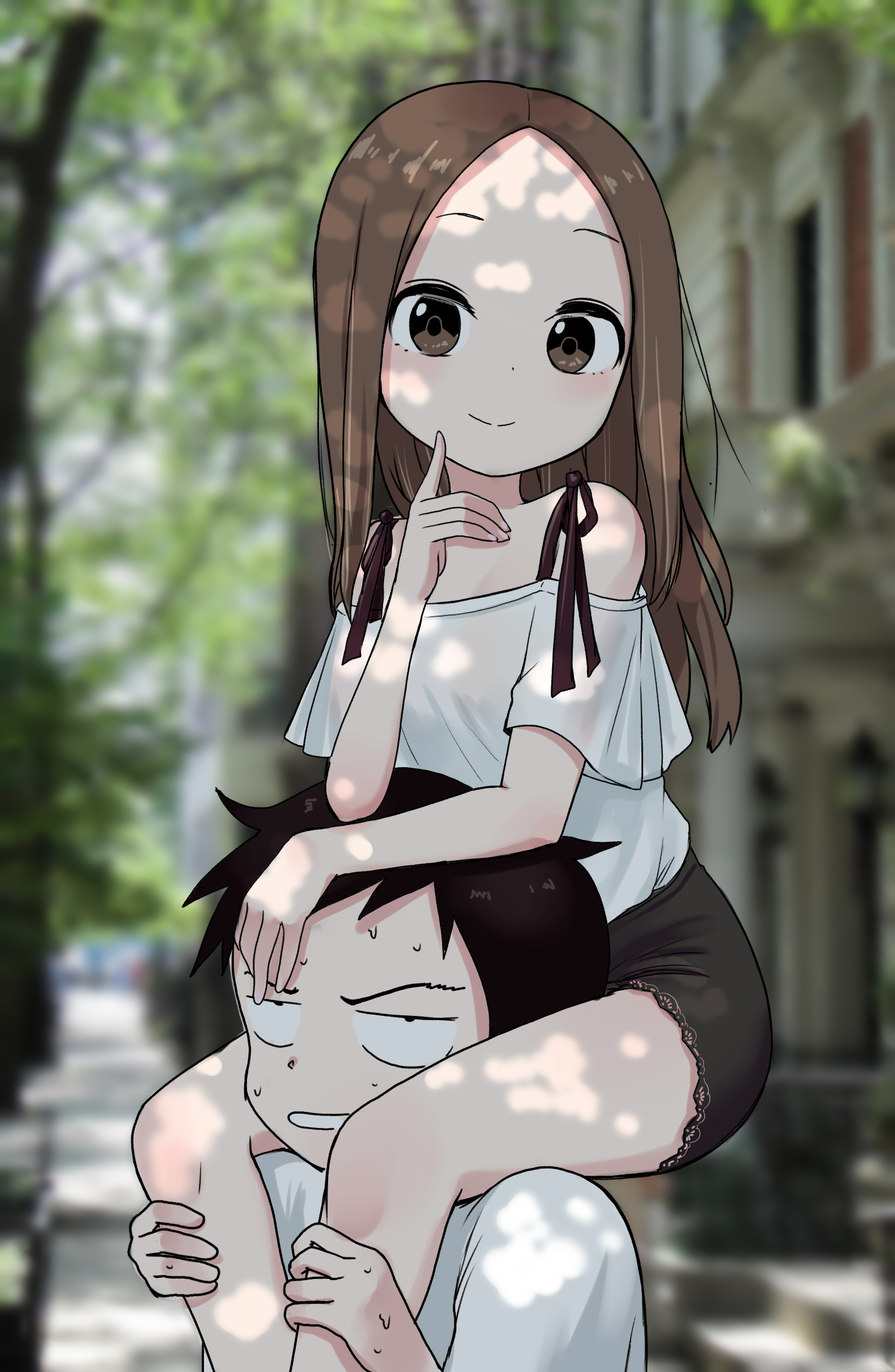 Karakai Jouzu No Takagi San Long Hair Short Hair Black Hair Brunette Anime Girls Anime Boys Wide Hip 1500x2300