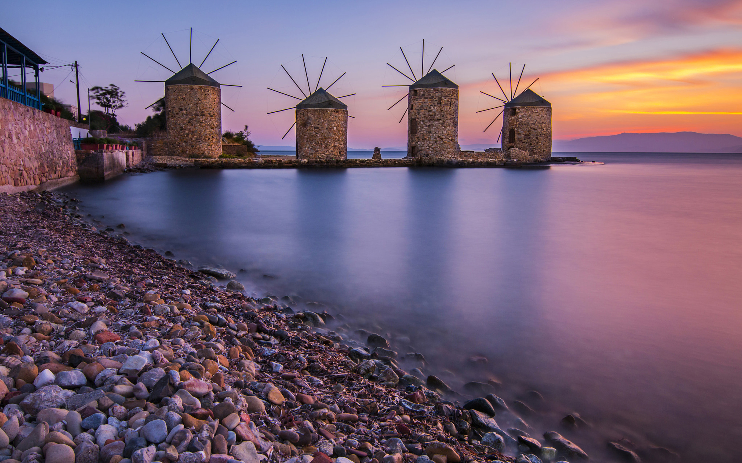 Aegean Sea Greece Windmill 2560x1600