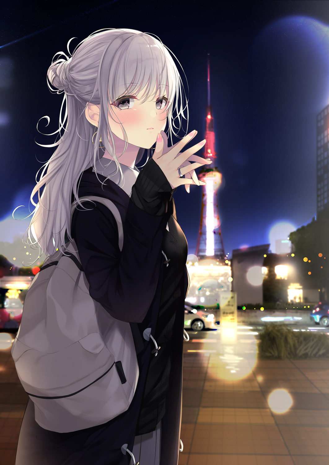 Anime Anime Girls Digital Art Artwork 2D Portrait Display Vertical Sasahara Wakaba Grey Hair Gray Ey 1062x1500