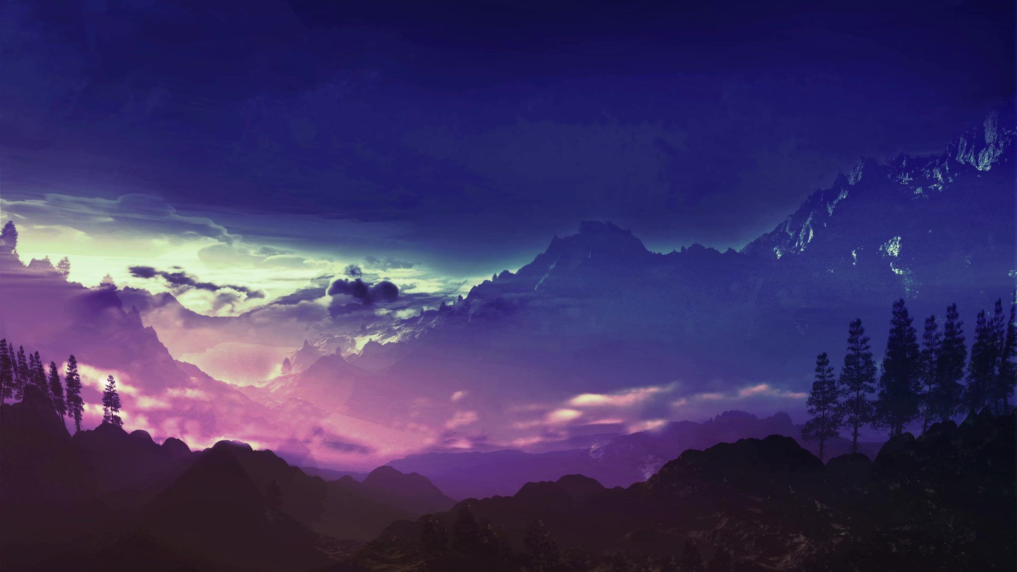 Blue Purple Mountains Sky 2048x1152
