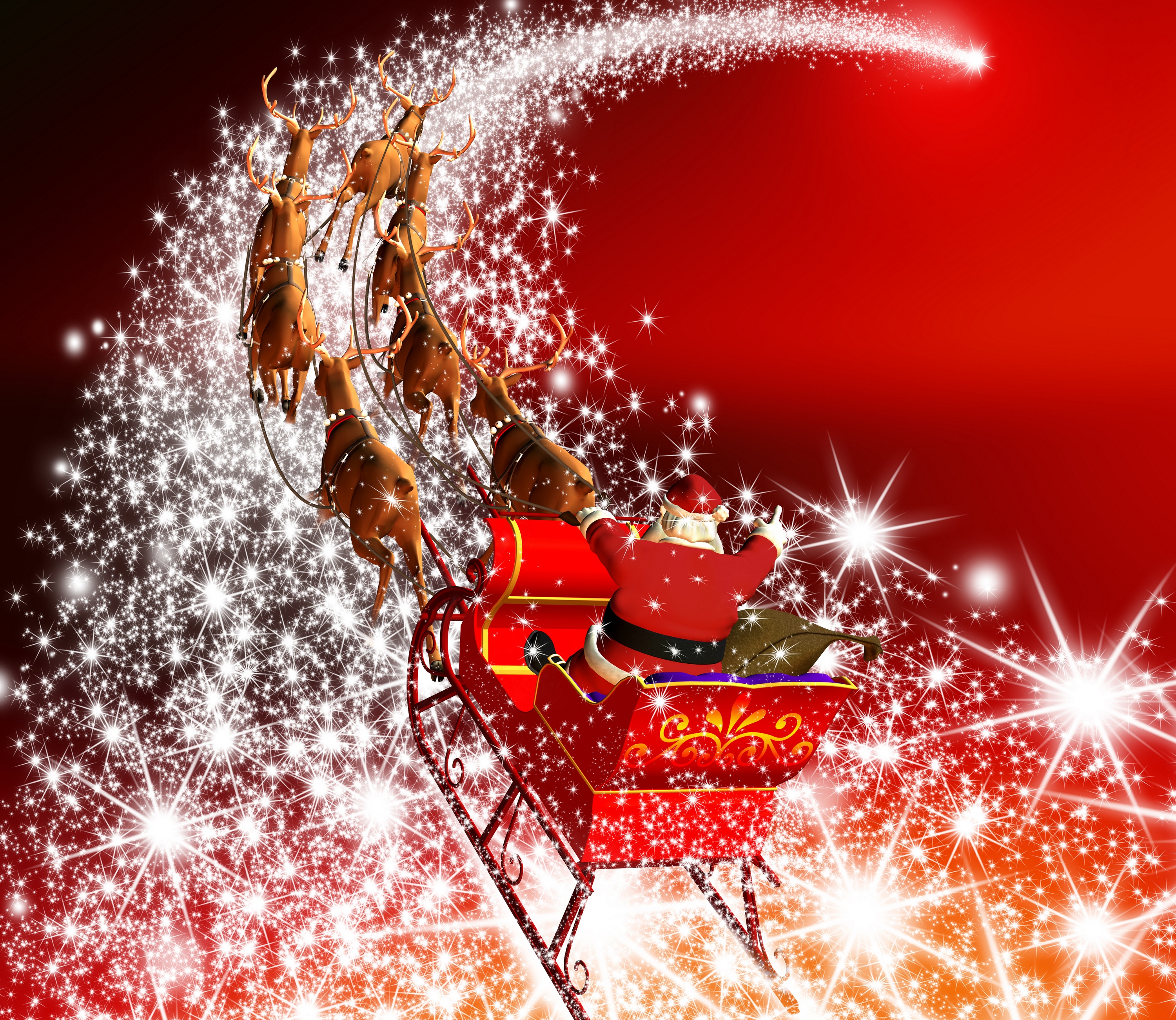 Christmas Red Reindeer Santa Claus 3000x2600