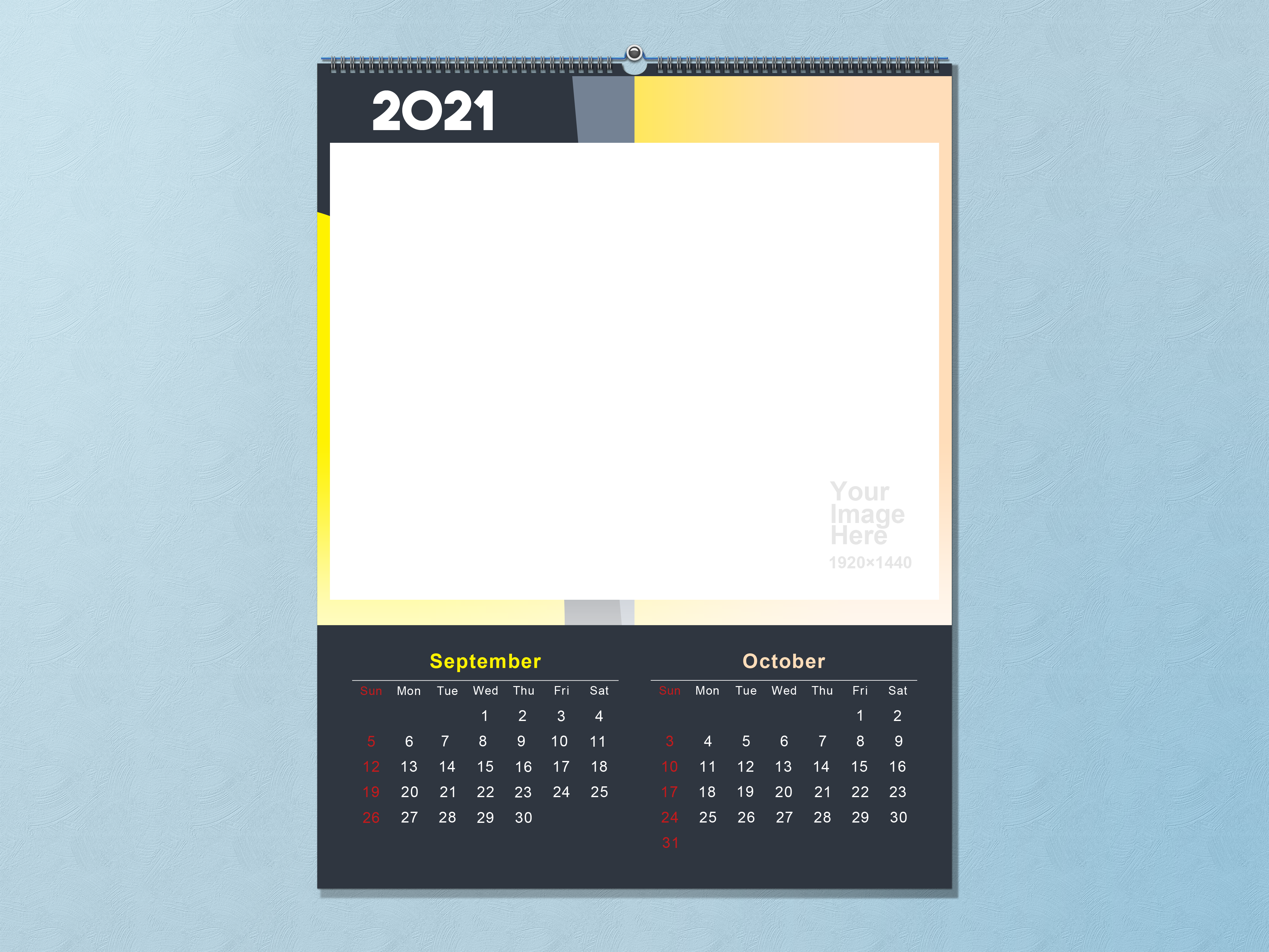 2021 Calendar Template September October 4000x3000