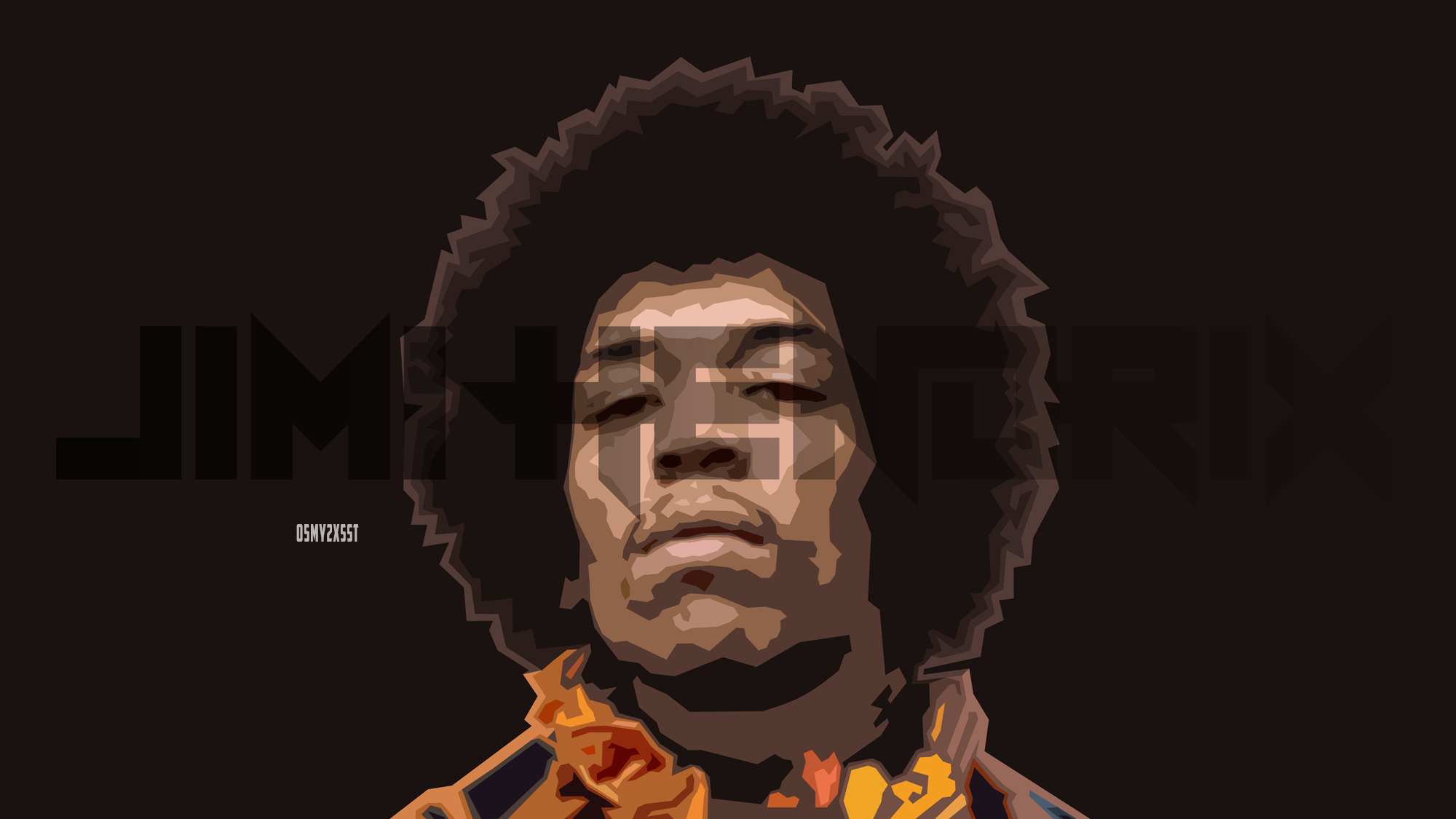 Artistic Geometry Guitarist Jimi Hendrix Music Musician Portrait 2000x1125