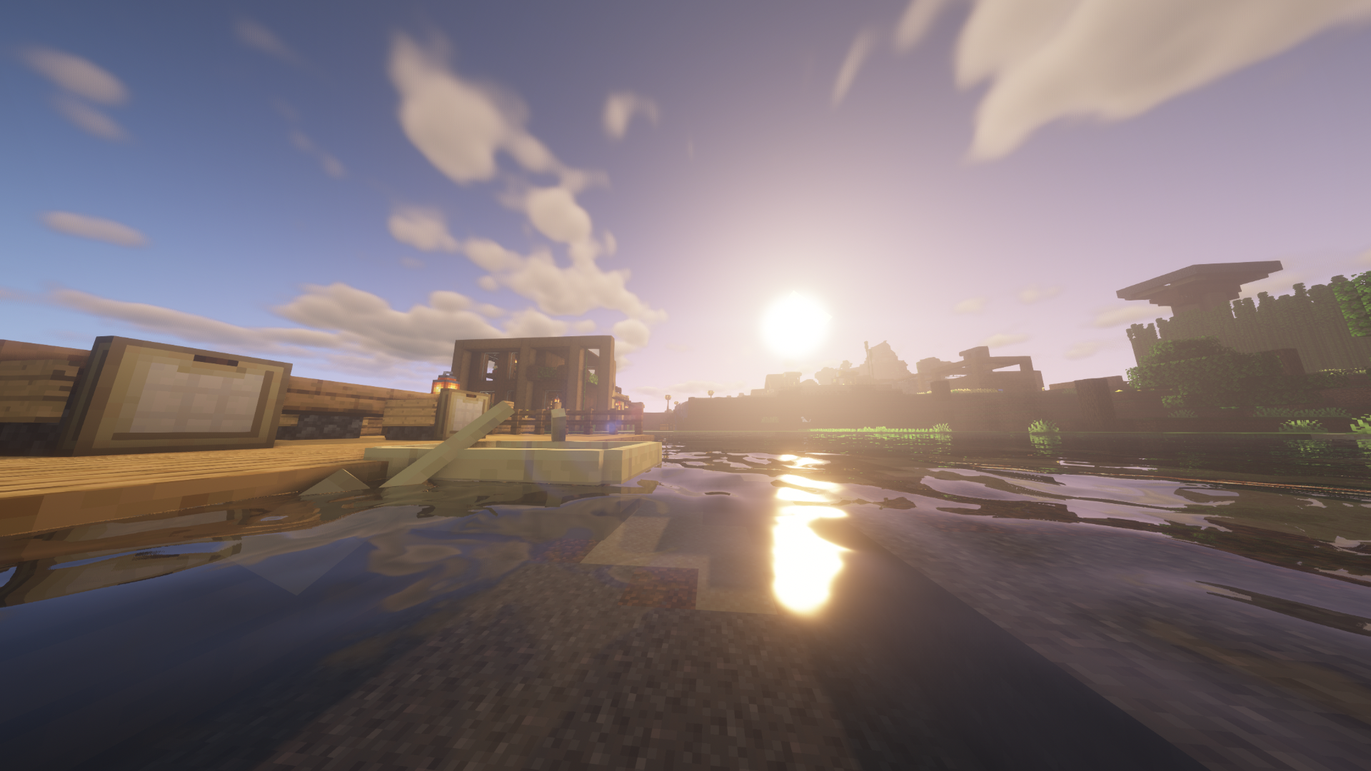 Minecraft Boat Water Nature 1920x1080
