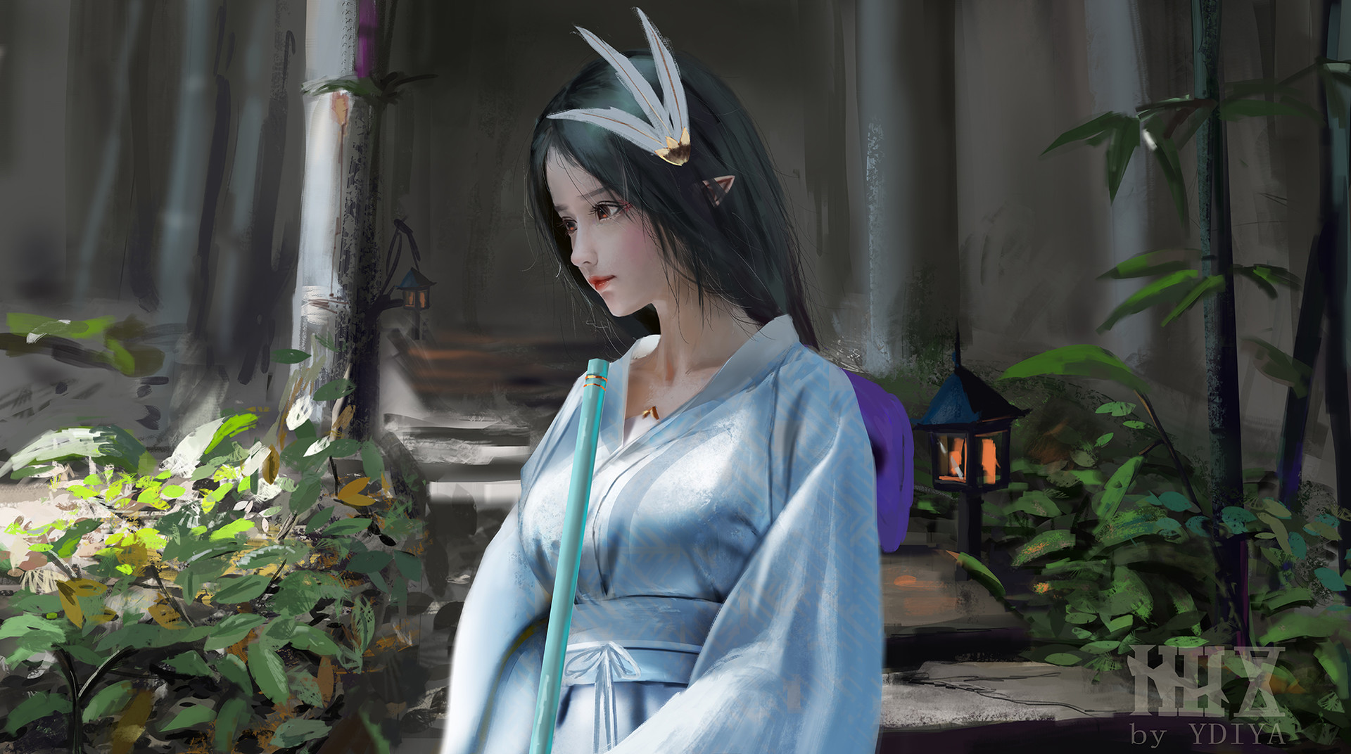 Fantasy Girl Elfs Kimono Original Characters Ydiya Kai 1920x1072