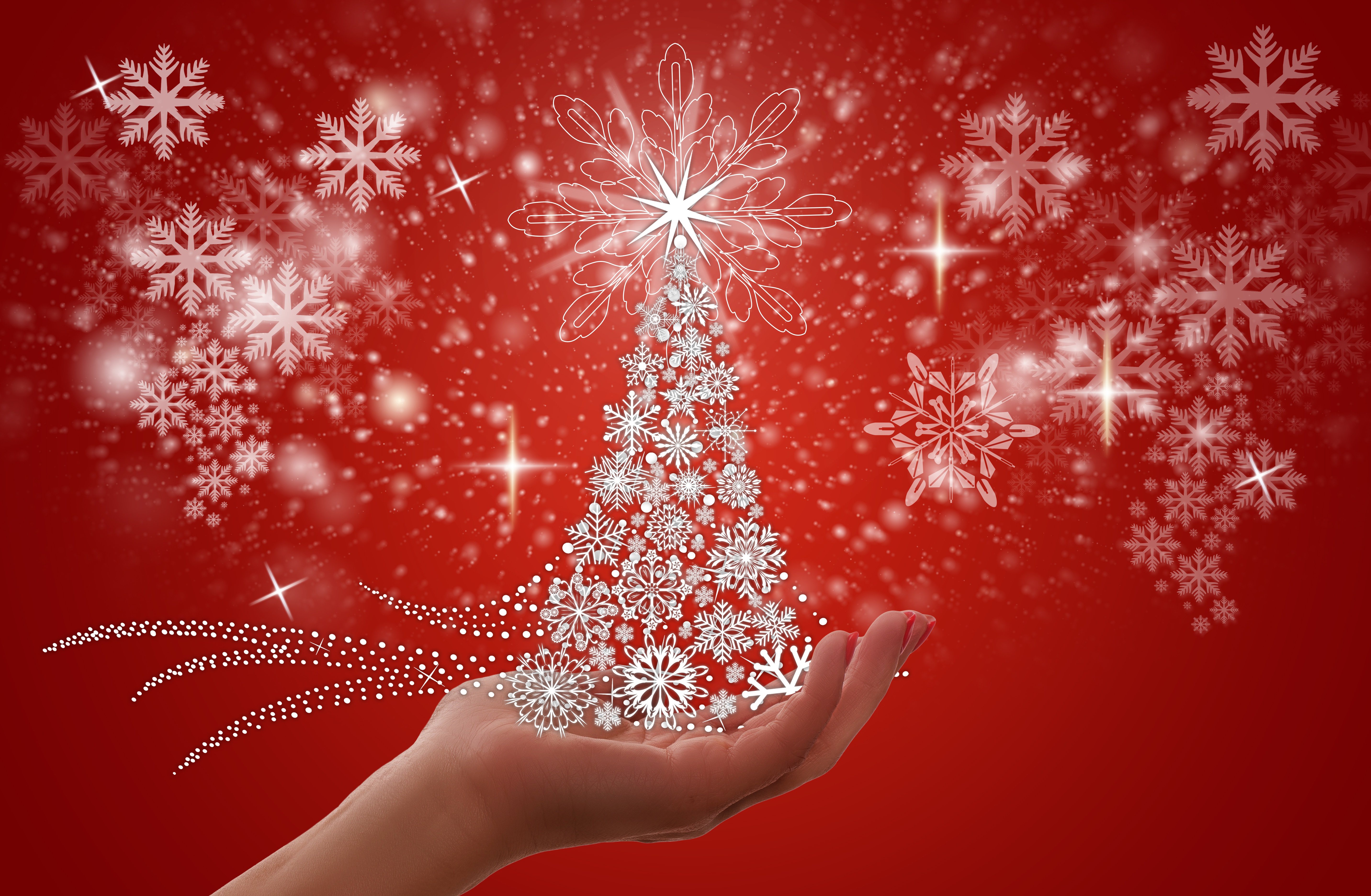 Christmas Christmas Tree Hand Snowflake 5727x3742