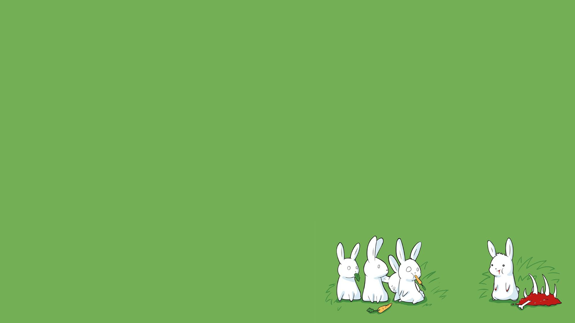 Rabbits Meat Humor Scared Rabbits Green 1920x1080