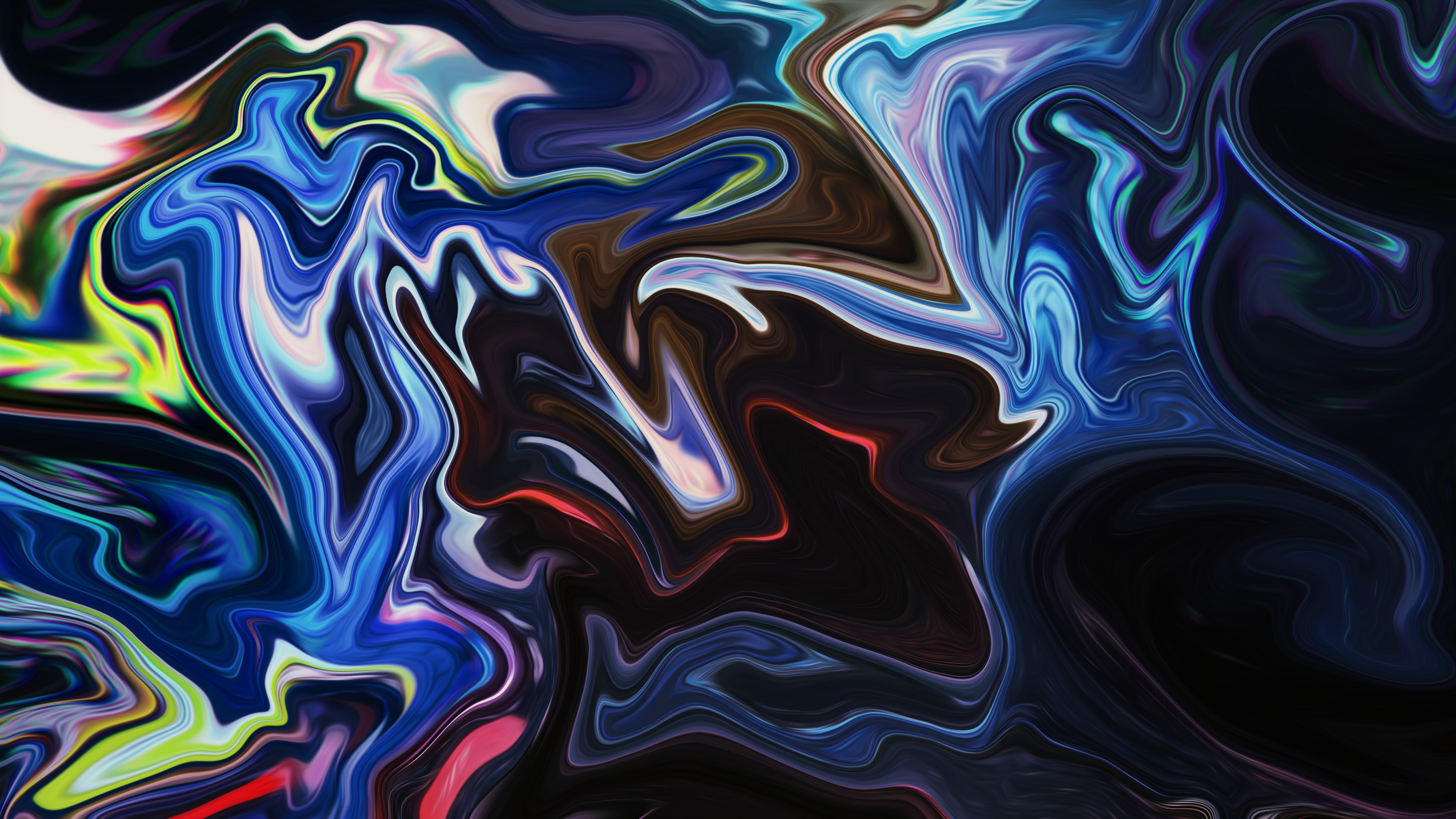 Abstract Shapes Fluid Liquid Artwork Digital Art Paint Brushes Neon 8 K 3840x2160