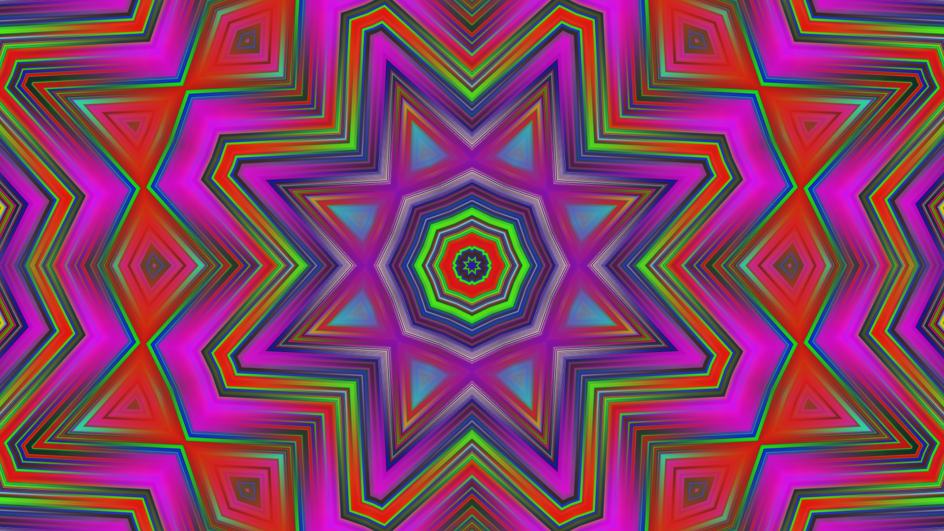 Artistic Colors Digital Art Kaleidoscope Pattern Shapes Star 1920x1080