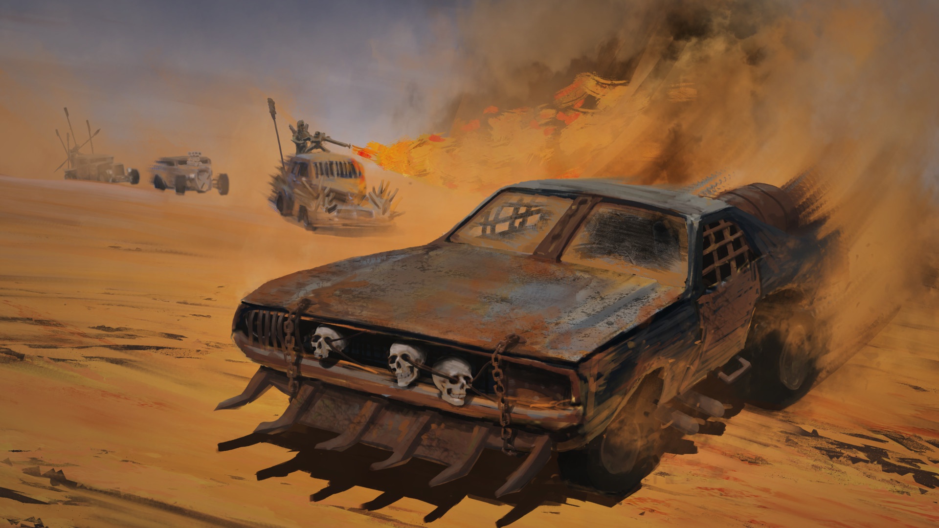 Car Flamethrower Mad Max Post Apocalyptic Vehicle 1920x1080