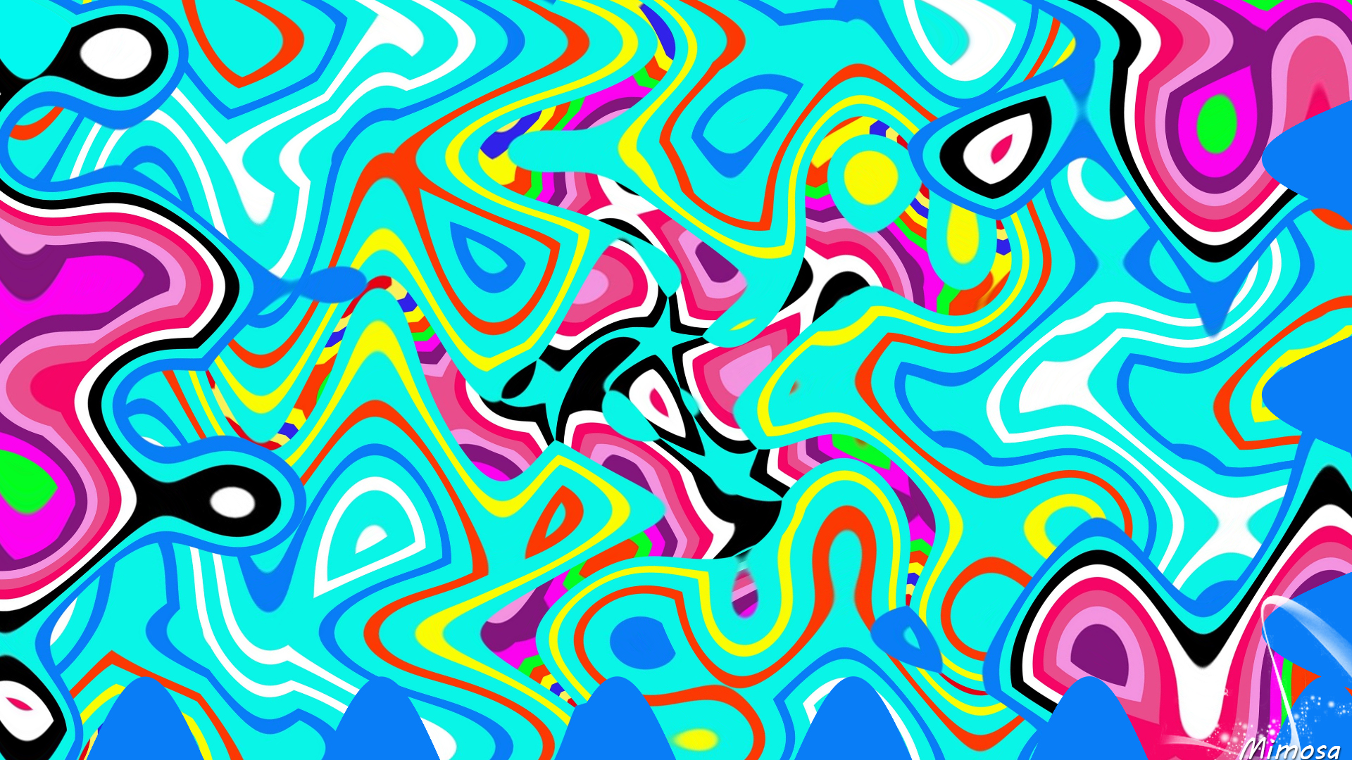 Abstract Artistic Blue Colorful Colors Digital Art Pink 1920x1080