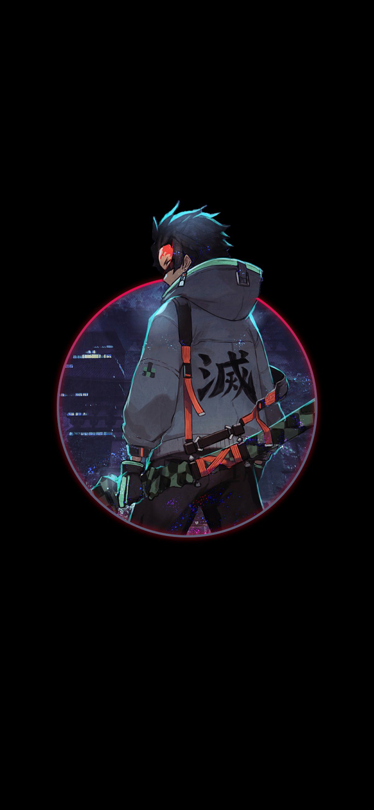 Kimetsu No Yaiba Anime Boys Dark Vertical Hoods Simple Background Black Background Portrait Display 1205x2609