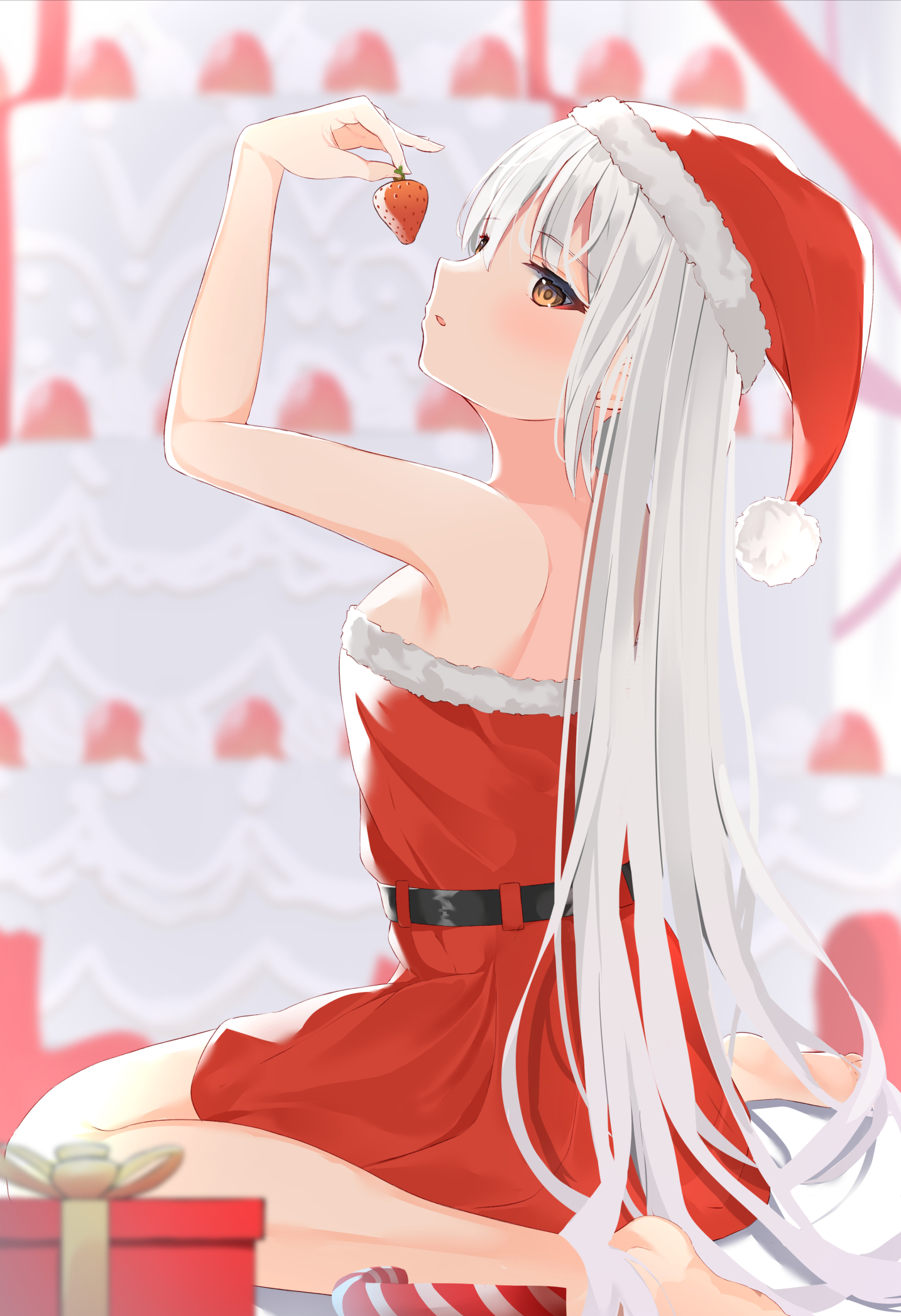 Anime Anime Girls Digital Art Artwork 2D Portrait Display Vertical Hikashou Christmas Santa Girl Bar 1434x2095