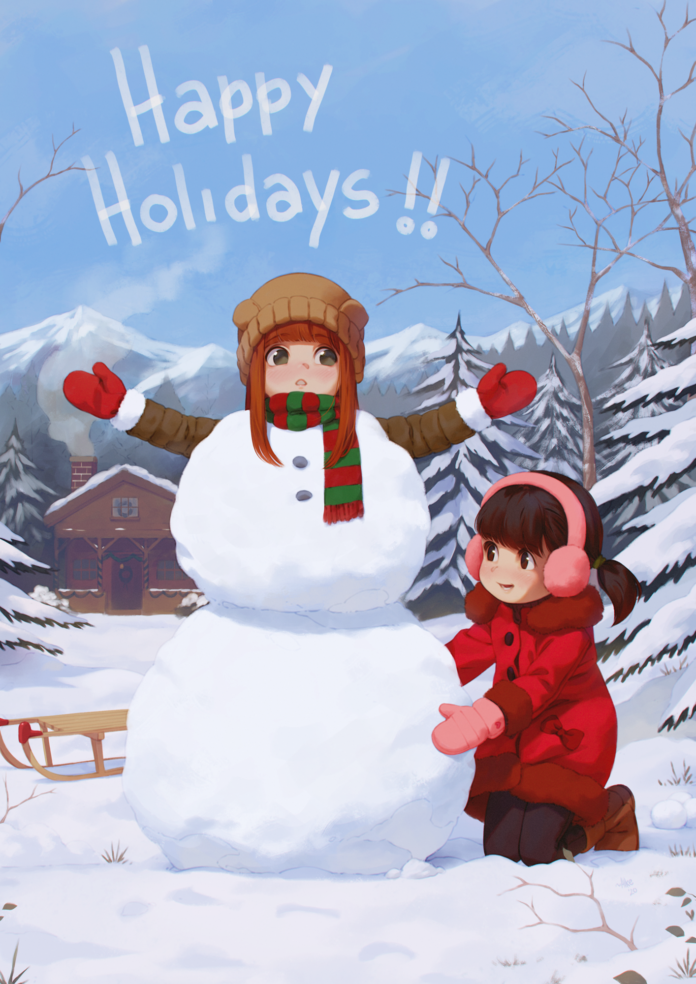 Anime Anime Girls Christmas Original Characters Lolita Snow Vertical 1414x2000