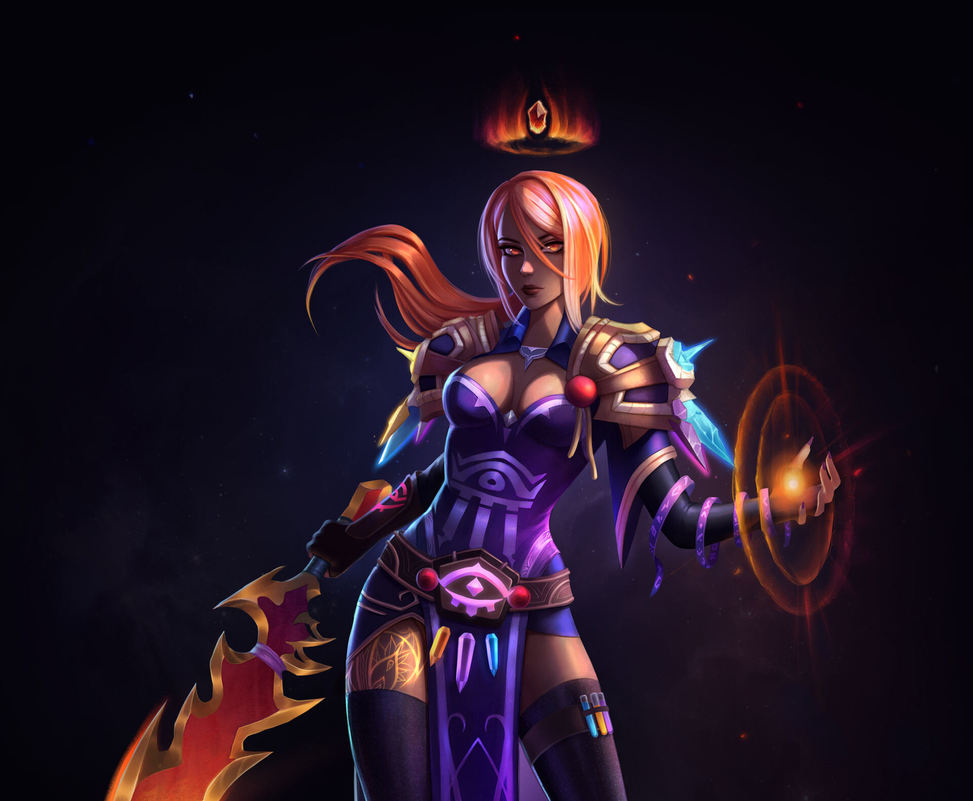 Girl Lixena Southbrook Magic Orange Hair Sorceress World Of Warcraft 1920x1581