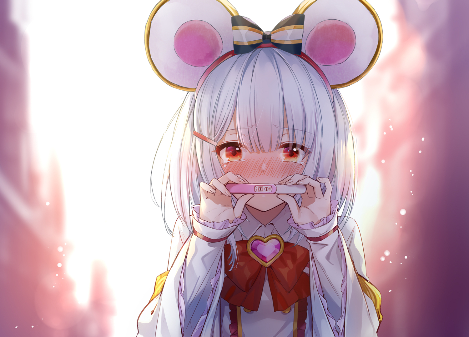 Anime Anime Girls Mouse Ears White Hair Red Eyes Embarrassed Silver Hair Animal Ears Granblue Fantas 1500x1078