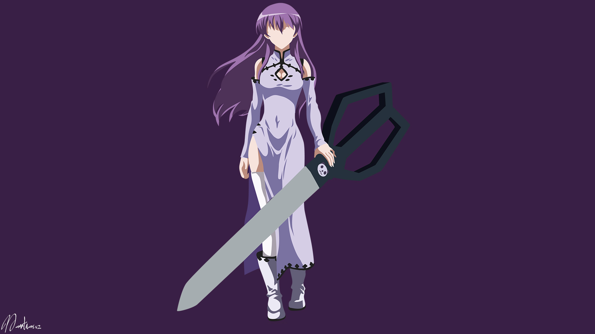 Akame Ga Kill Anime Boots Dress Long Hair Minimalist Purple Dress Purple Hair Sheele Akame Ga Kill T 1920x1080