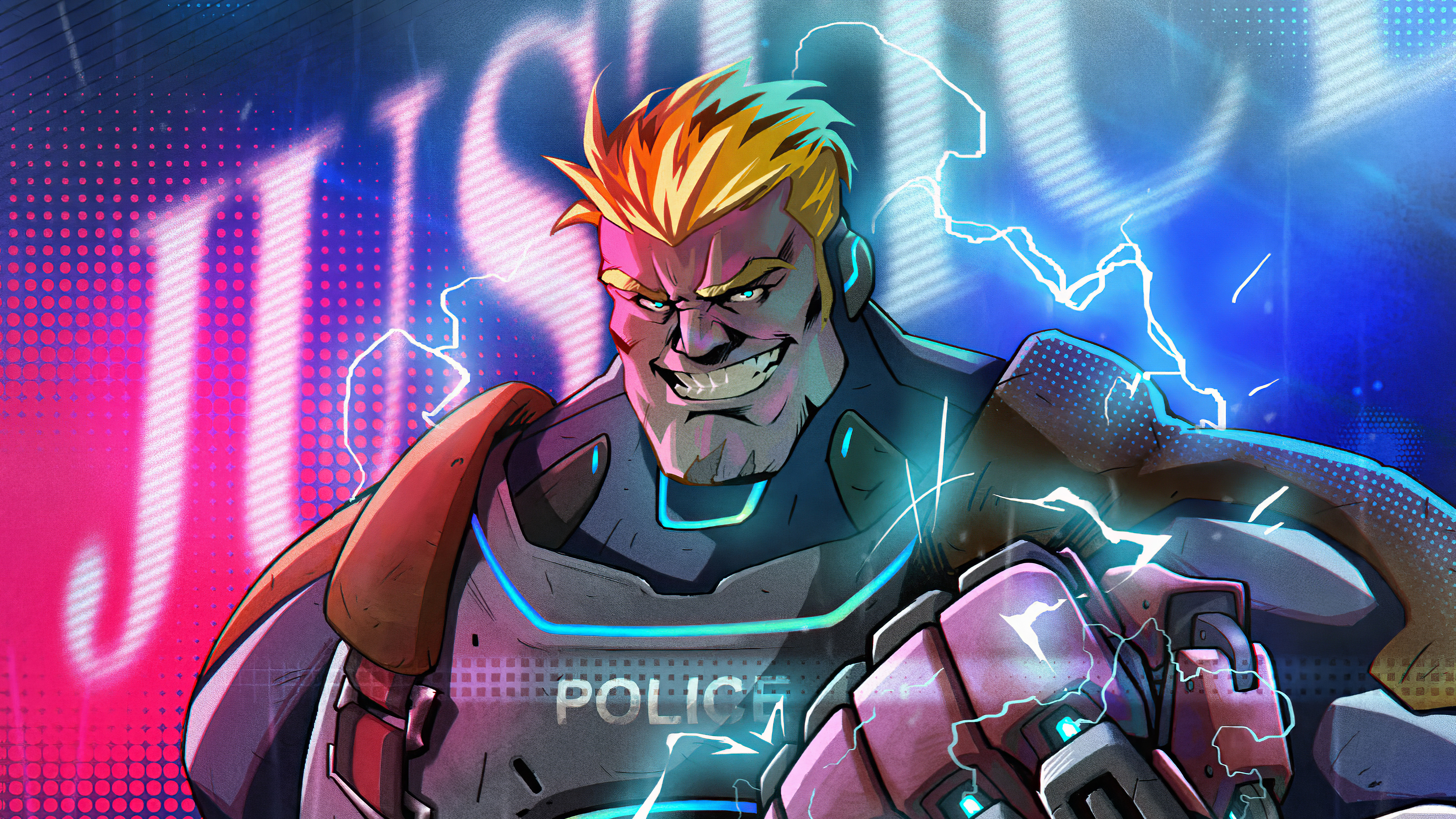 Cyberpunk Man Police 3840x2160