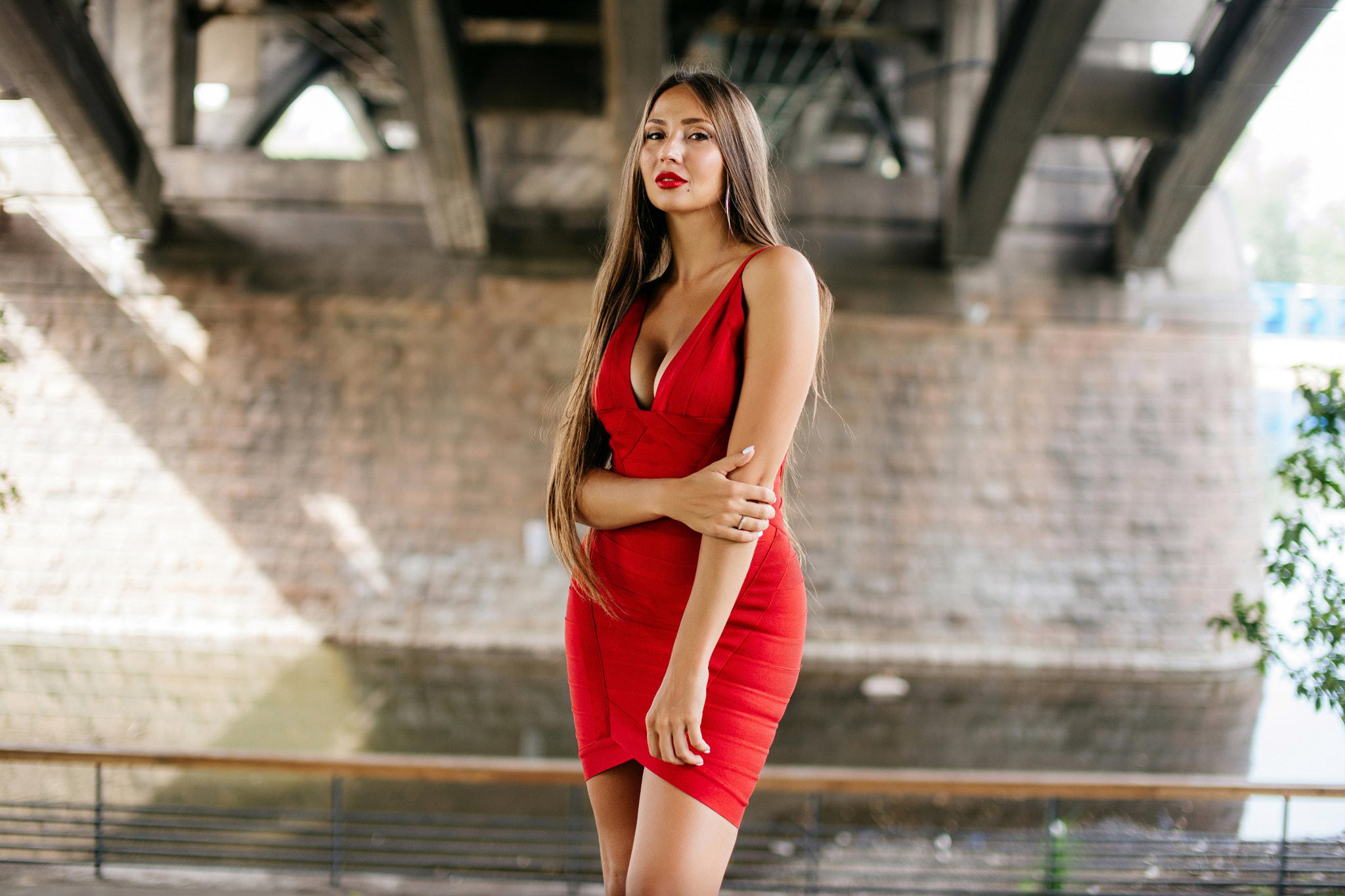 Women Model Legs Dress Red Dress Skinny 2048x1365