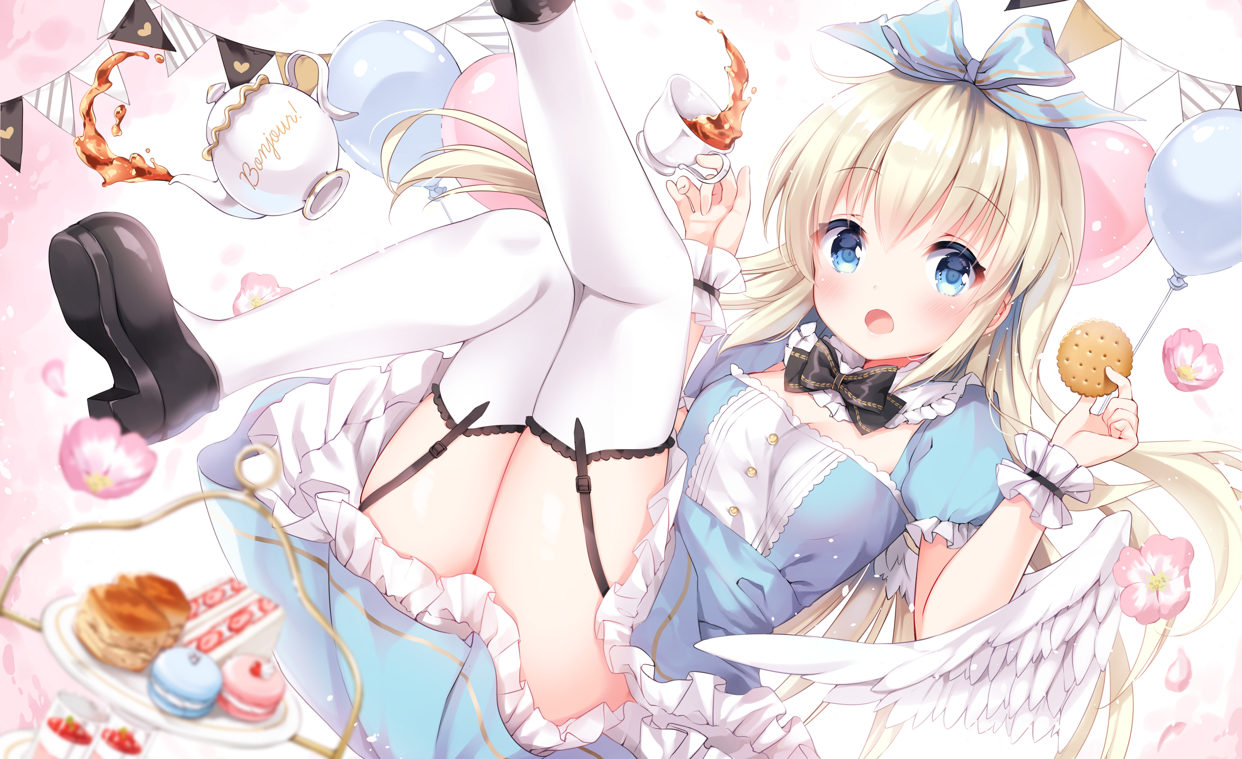 Anime Girls Long Hair Dress Blonde Blue Eyes Wings Cosplay Virtual Youtuber Alice In Wonderland Iror 4000x2444