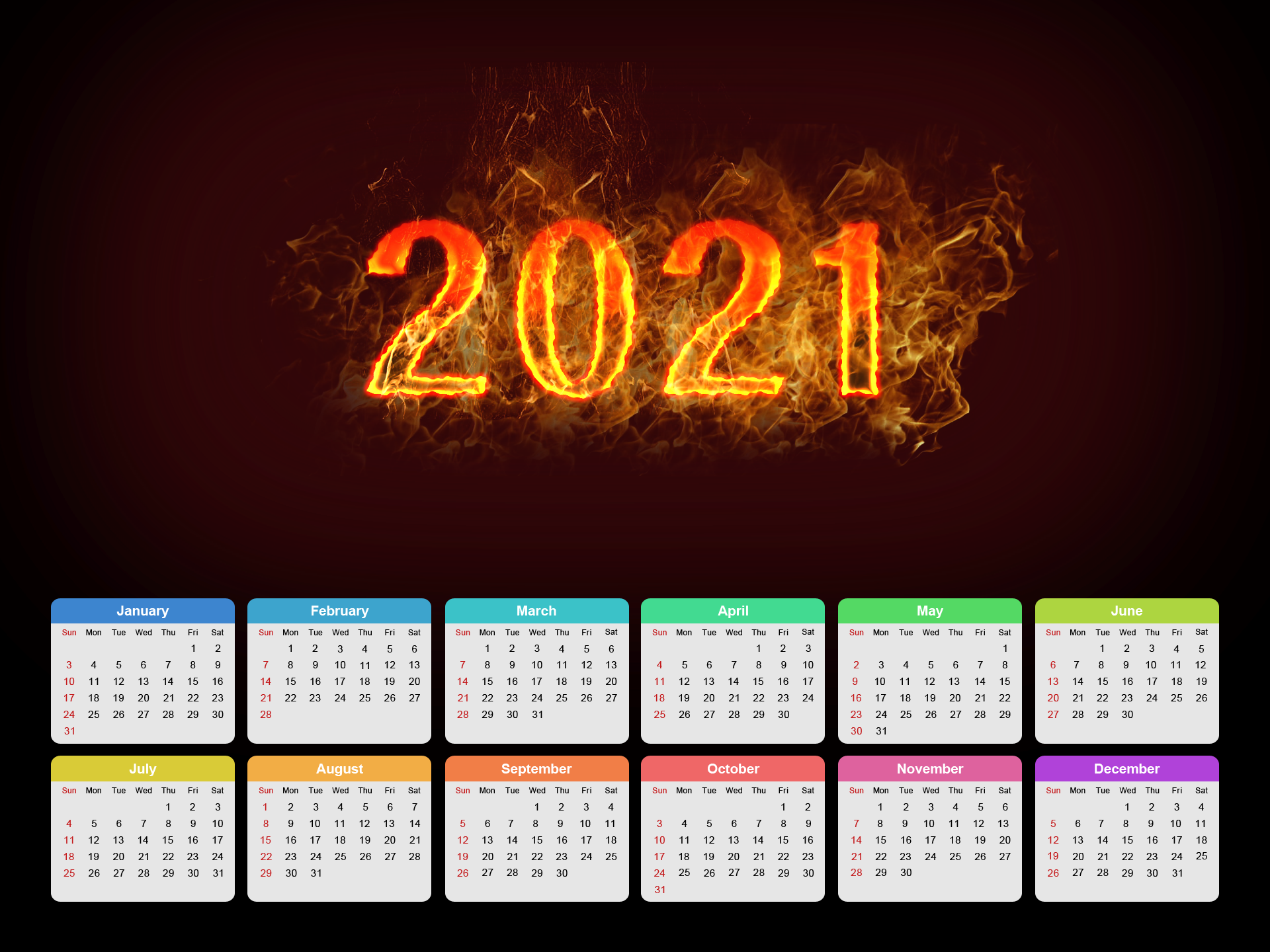 Calendar 2021 Year New Year 1920x1440