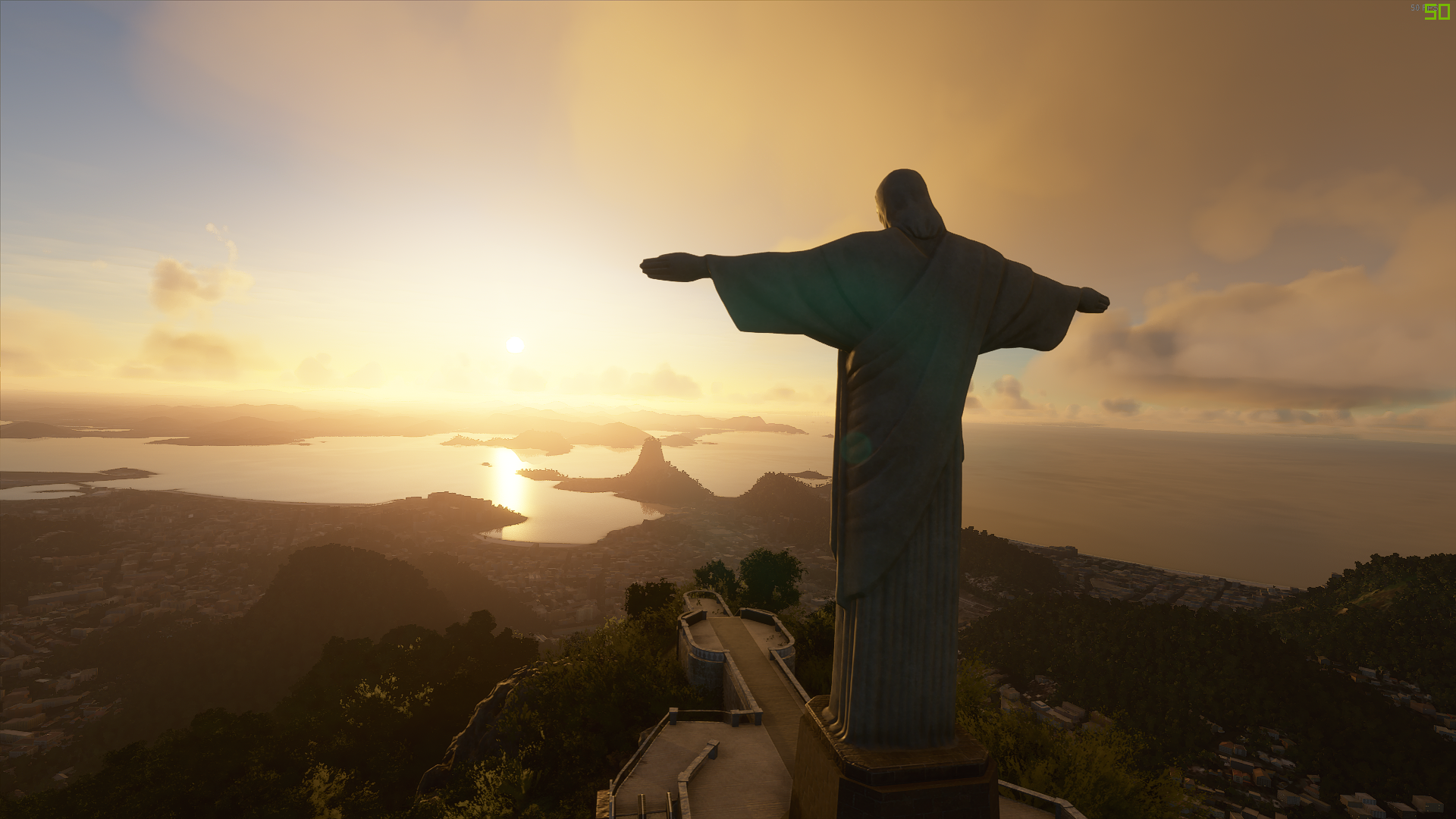 Rio De Janeiro Brazil Sunset Clouds Microsoft Flight Simulator 2020 Christ The Redeemer Microsoft Fl 1920x1080