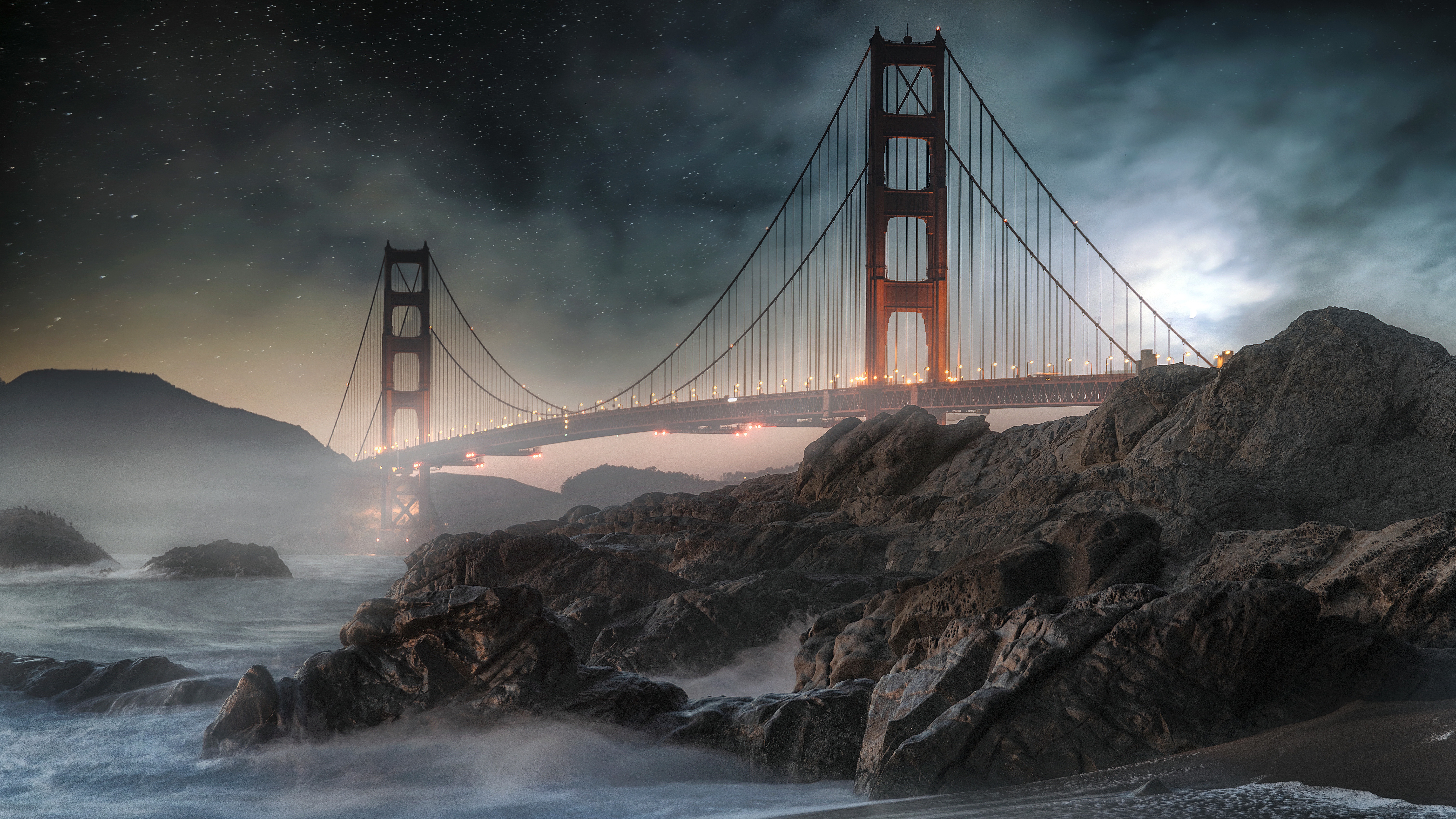Bridge Golden Gate Night 6040x3398