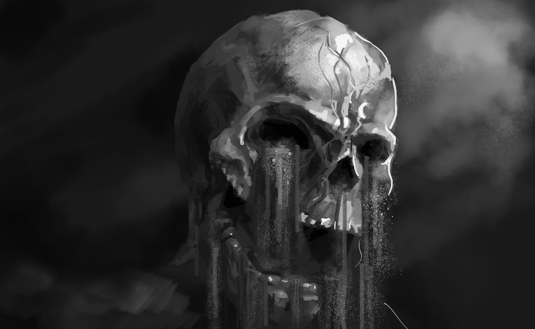 Artistic Artwork Black Amp White Horror Skull 1829x1125