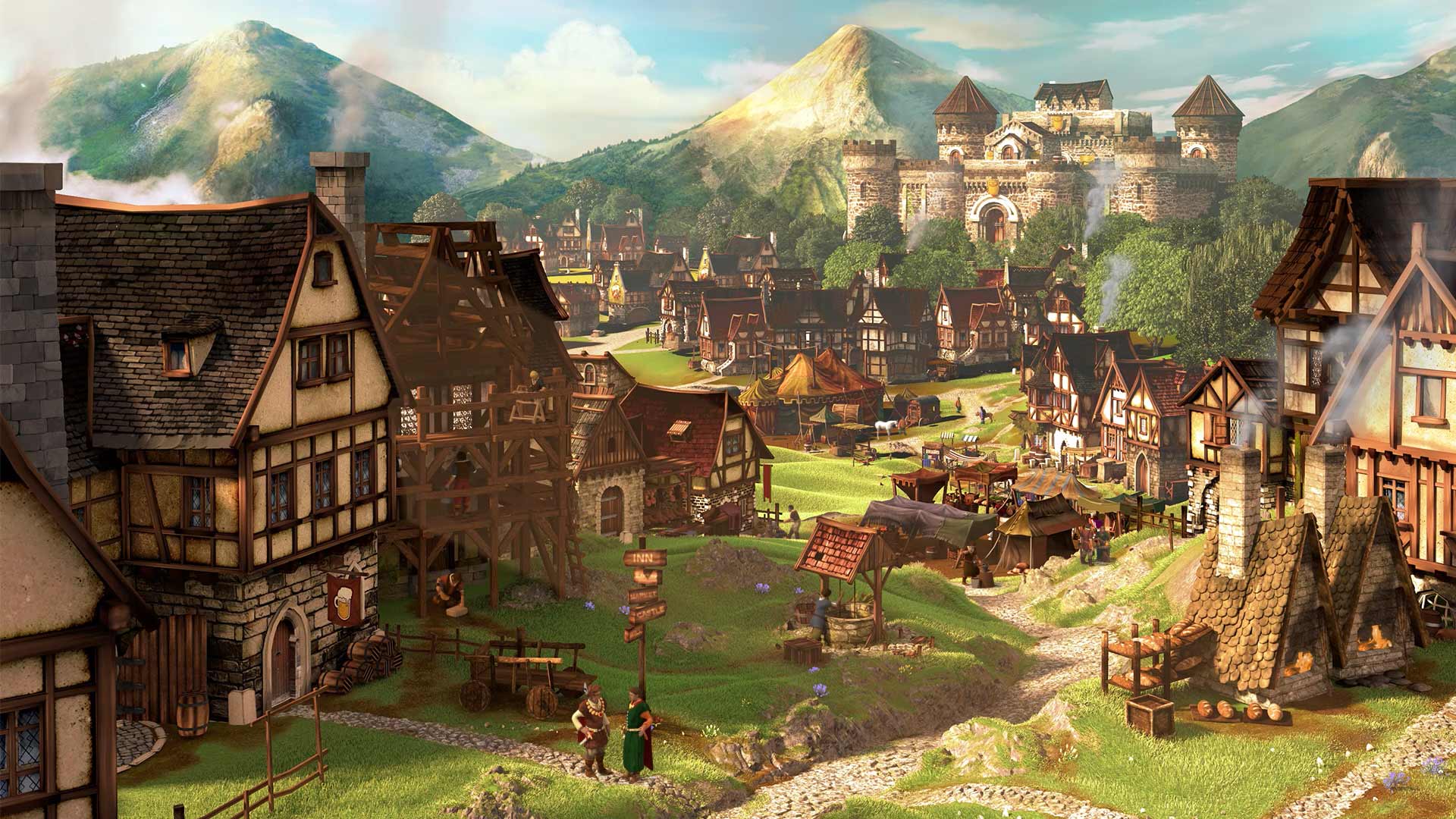 Castle Forge Of Empires House Mountain Town 1920x1080