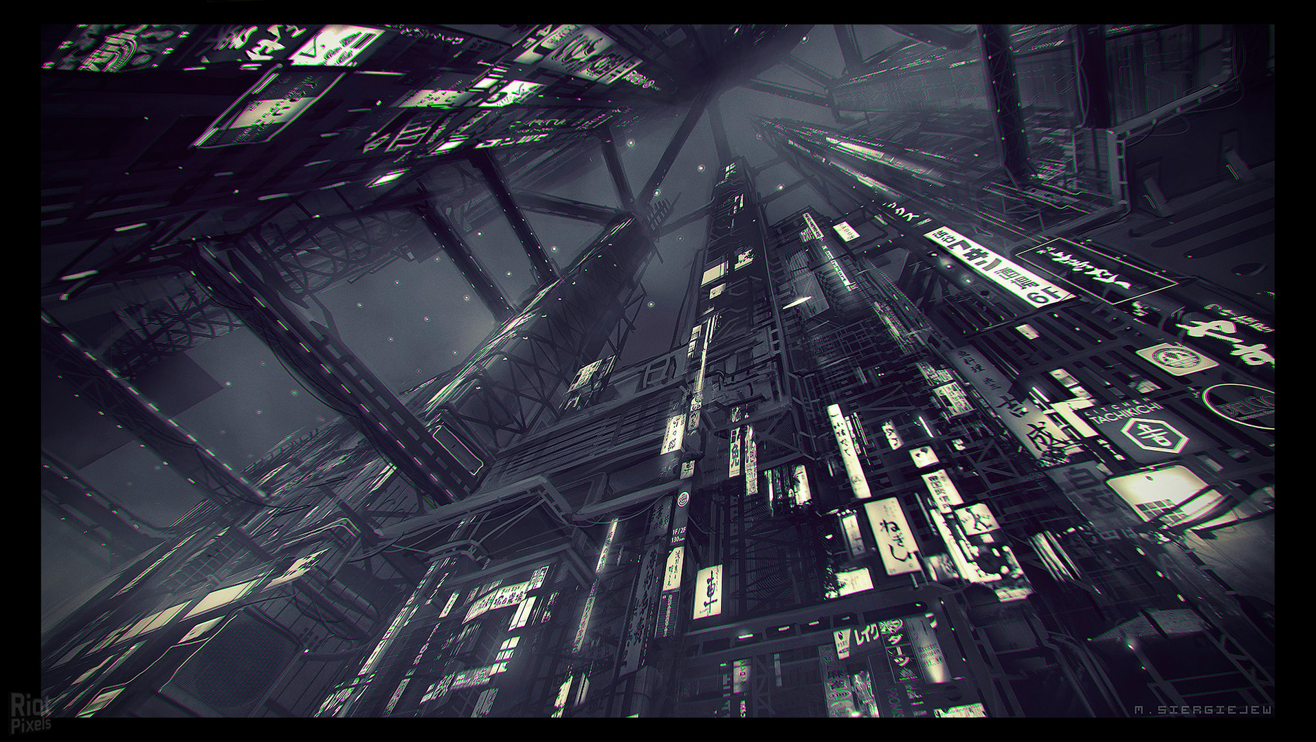 Ghostrunner Video Games Cyberpunk Science Fiction Futuristic Artwork Digital Art 2D Concept Art City 1915x1080