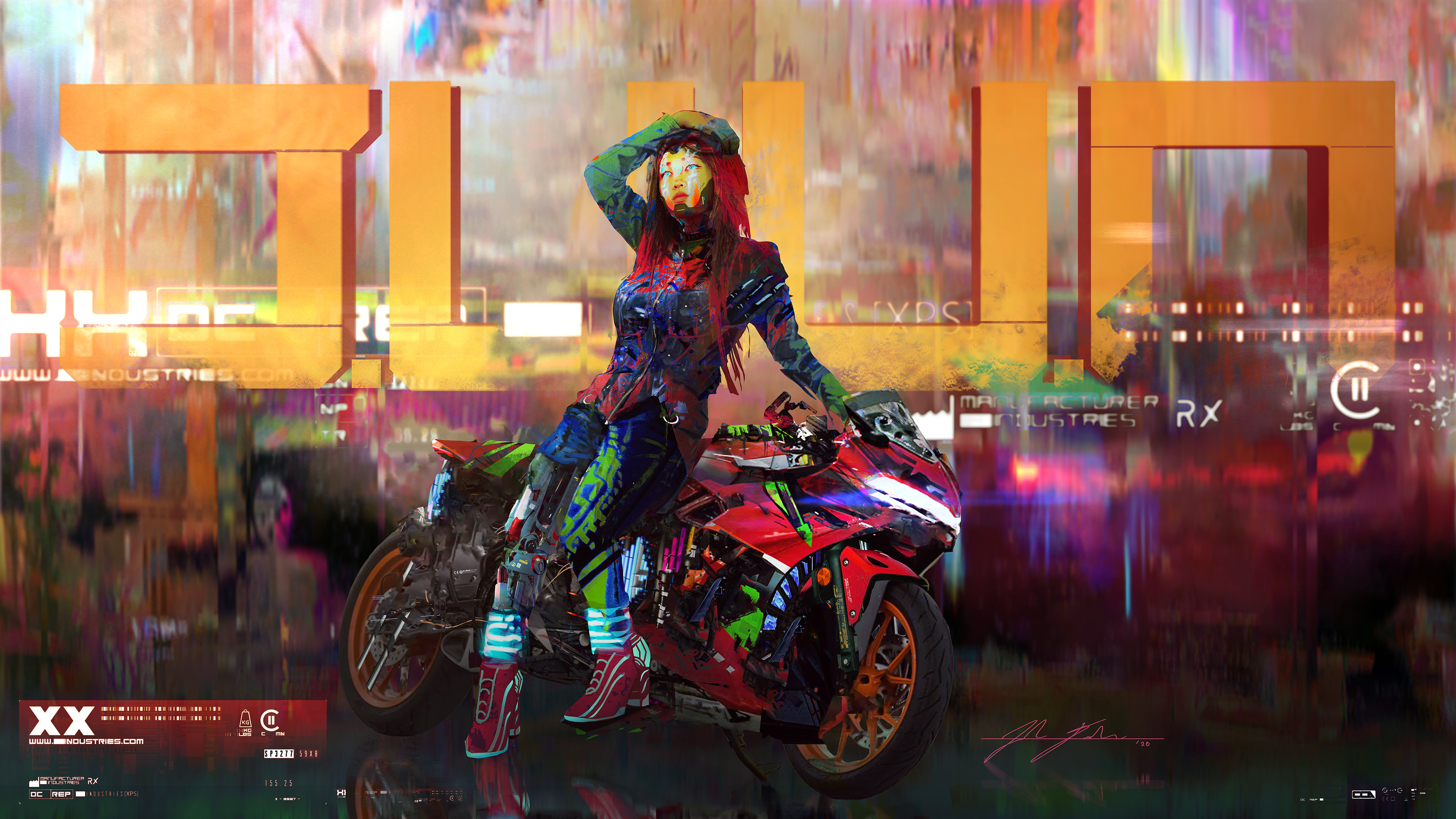 Josh Durham Cyborg Video Games Women Digital Painting Fan Art Young Woman Motorcycle Digital Art Han 3840x2160