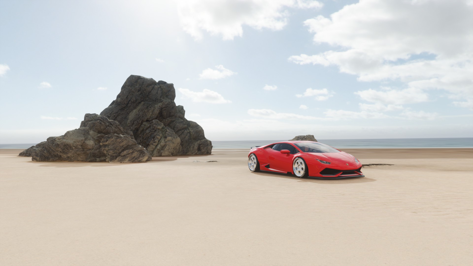 Forza Horizon 4 Lamborghini Red Car Super Car Italian Supercars Landscape Vehicle Red Cars Rock 1920x1080