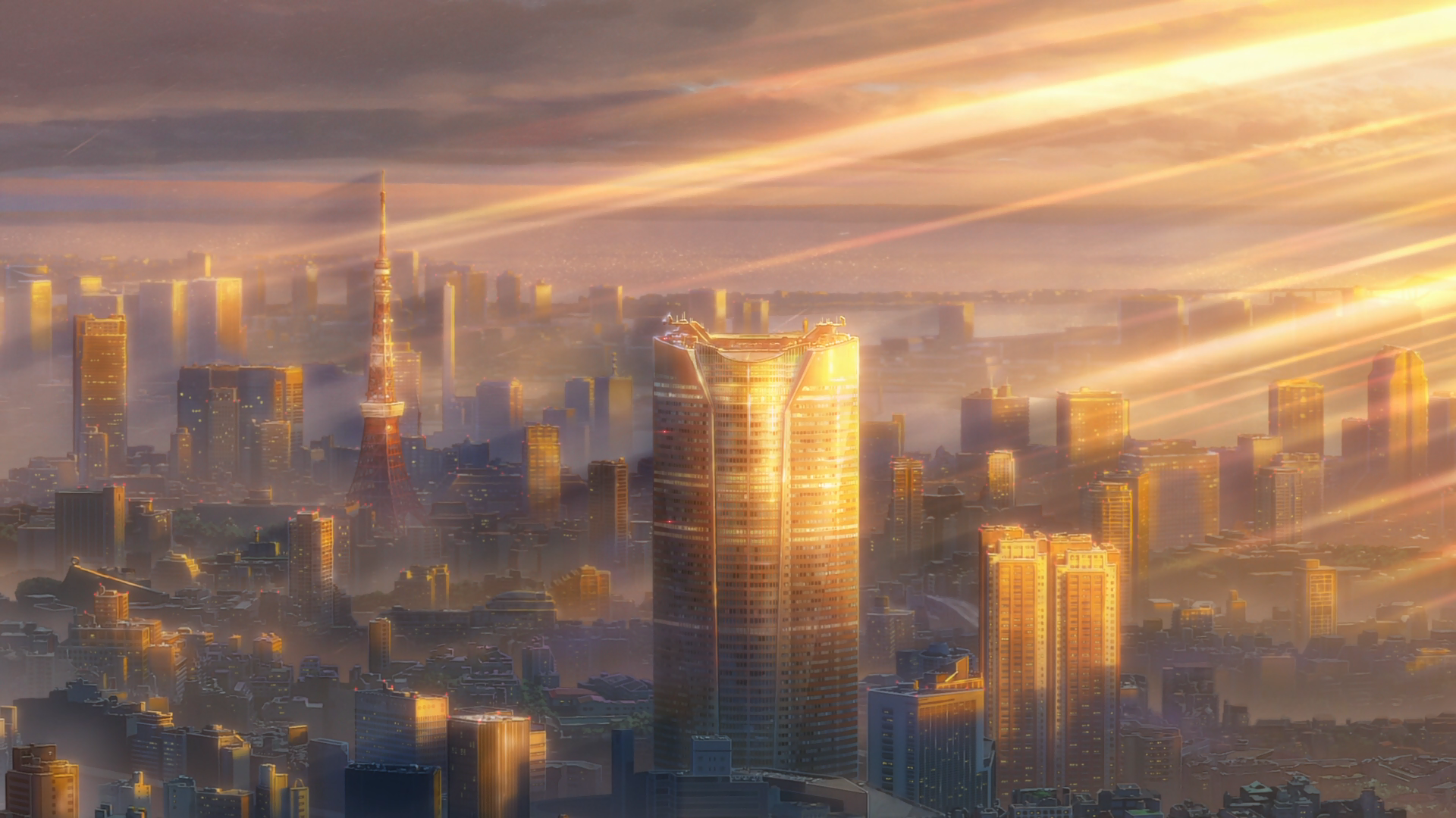 Tenki No Ko Anime Sunlight Shadow Brightness Building Skyscraper City Tokyo Clouds Makoto Shinkai 1920x1080