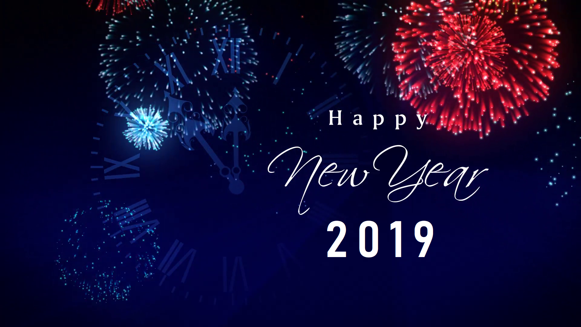 Fireworks Happy New Year New Year 2019 Night 1920x1080