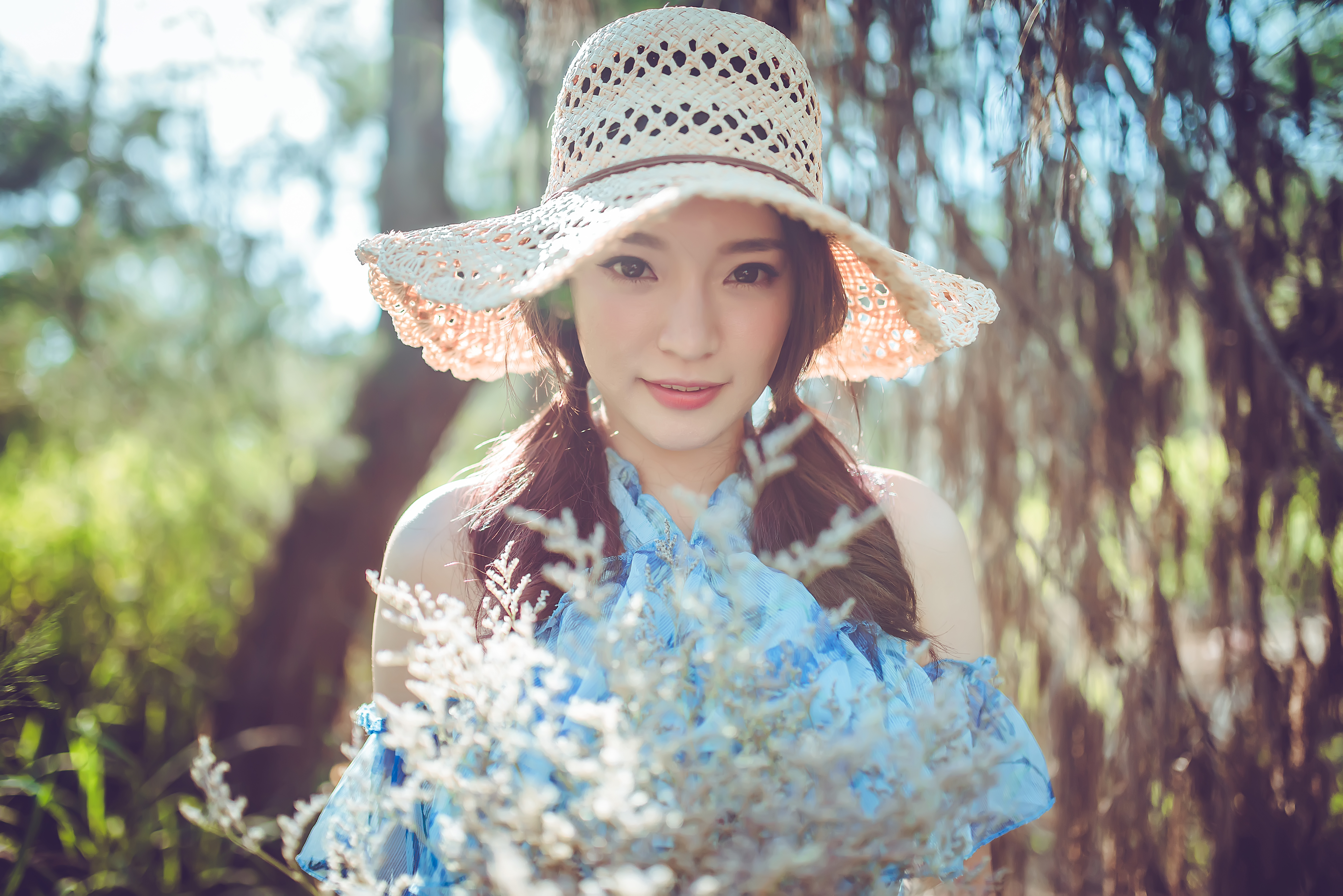 Asian Brunette Depth Of Field Girl Hat Model Sunny Twintails Woman 7360x4912
