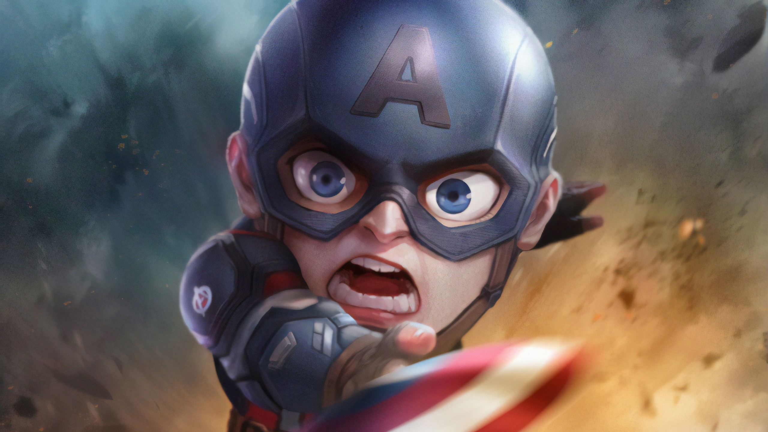 Captain America Chibi Marvel Comics 2560x1440