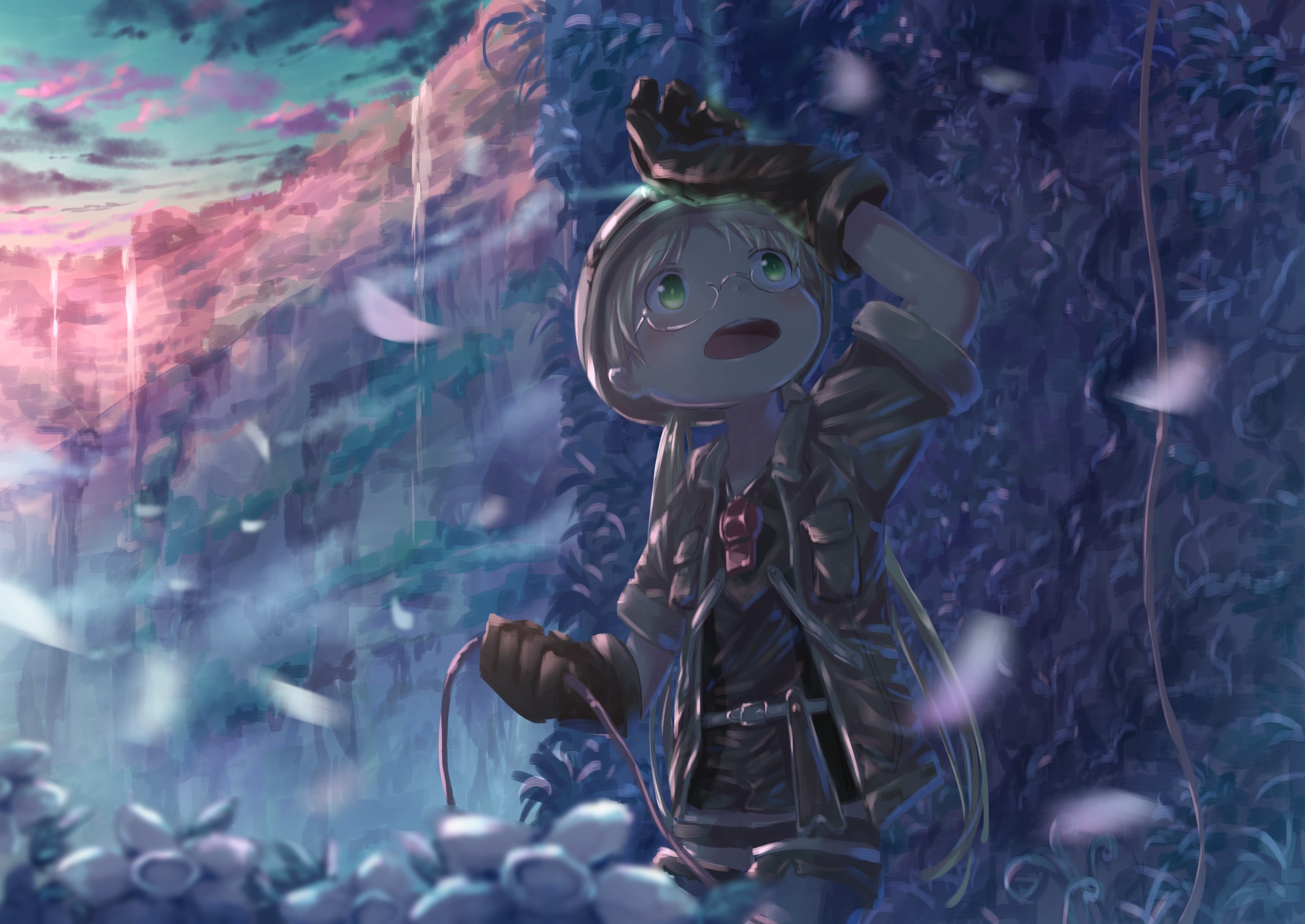 Boy Cliff Green Eyes Made In Abyss Riko Made In Abyss Waterfall 2125x1505