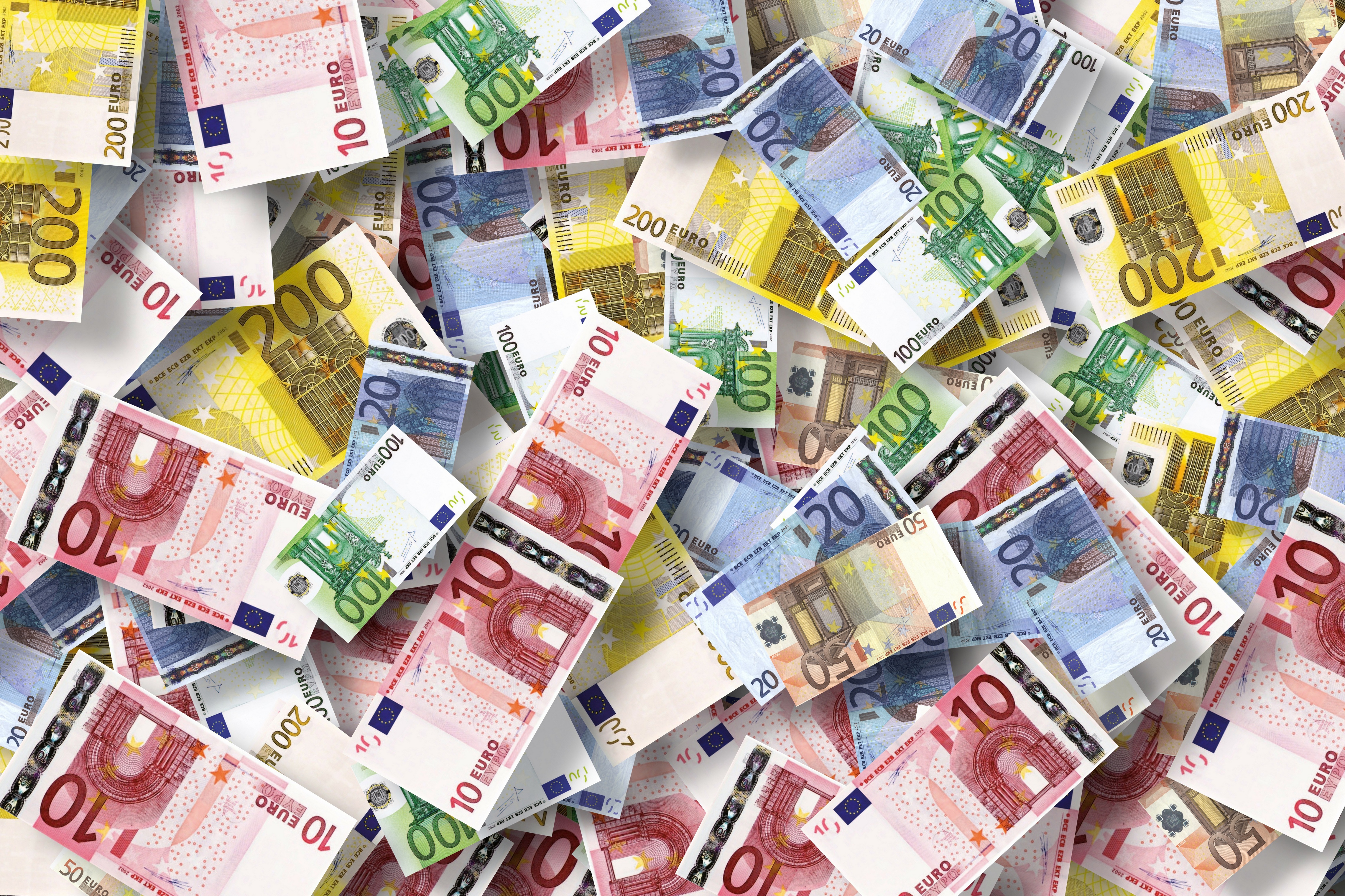 Colorful Paper Money Euros Numbers Currency Banknotes 4562x3041